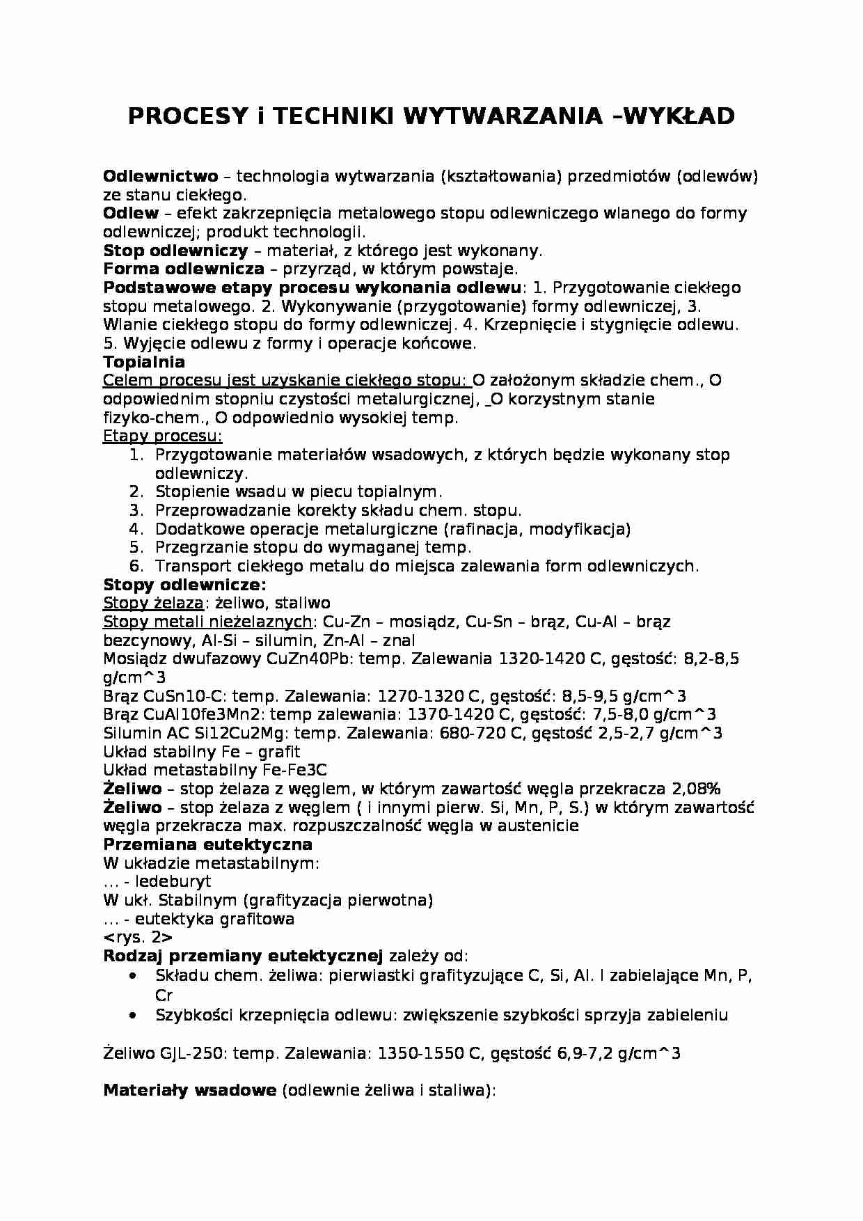 Procesy i techniki wytwarzania-wykład - strona 1