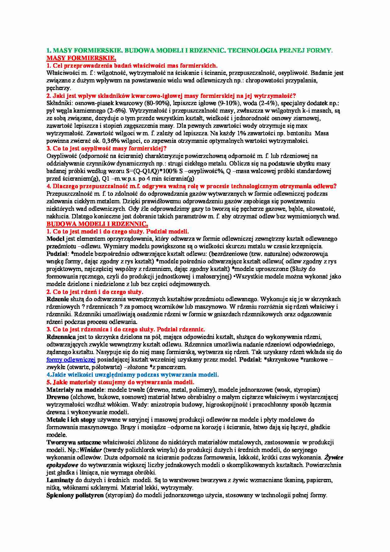 Masy formierskie-opracowanie - strona 1