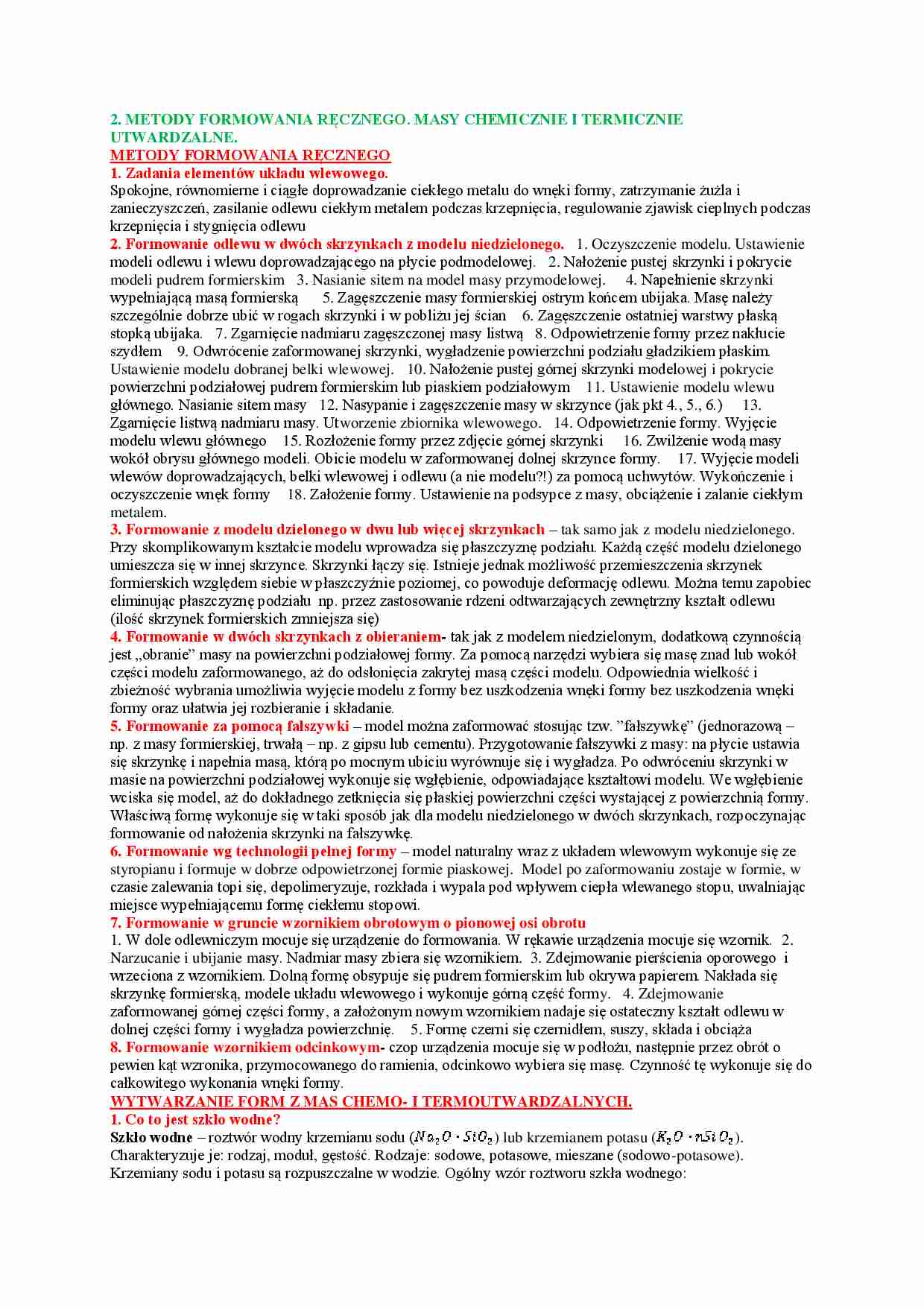 Metody formowania ręcznego-opracowanie - strona 1