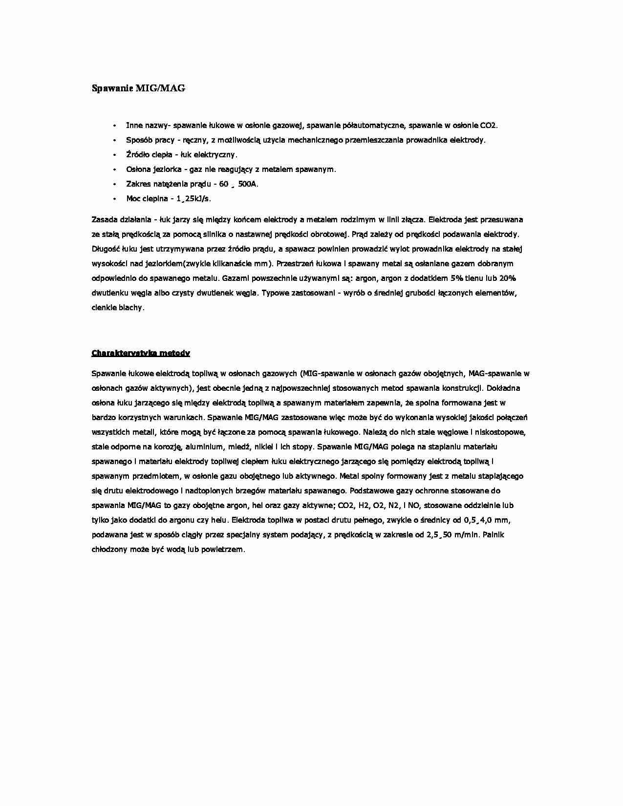 Spawanie MIG/MAG-opracowanie - strona 1