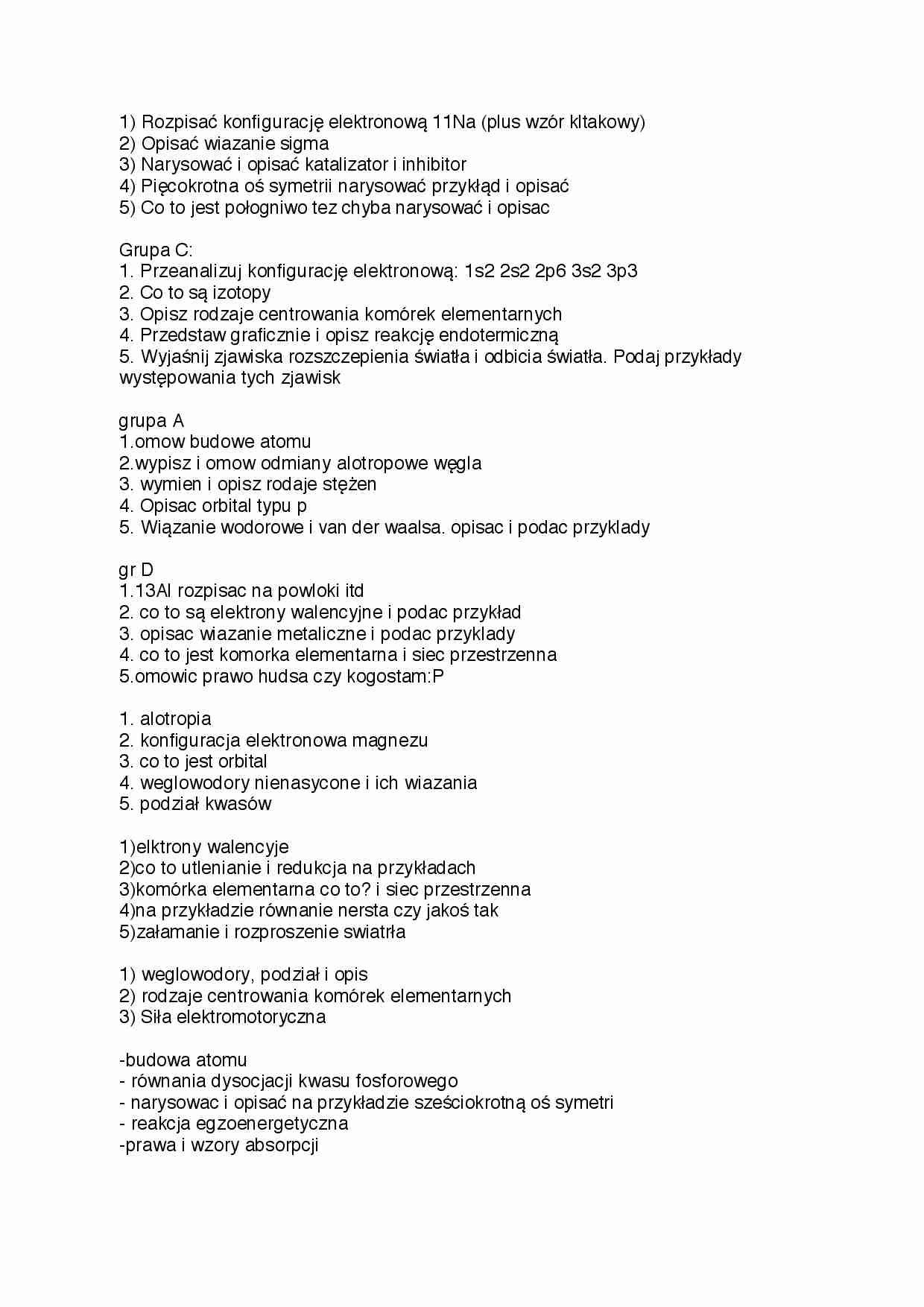 Chemia ogólna-pytania zaliczeniowe - strona 1