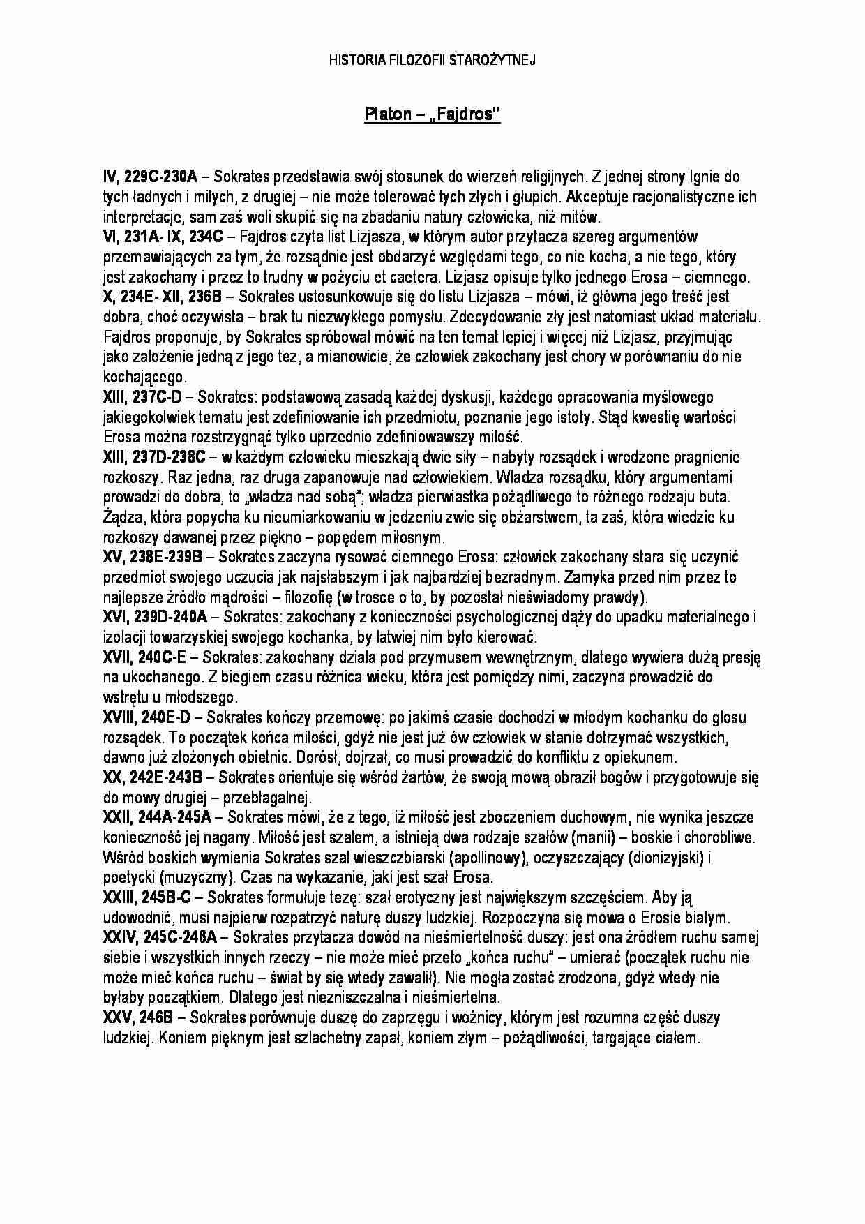 Platon - Fajdros-streszczenie - strona 1