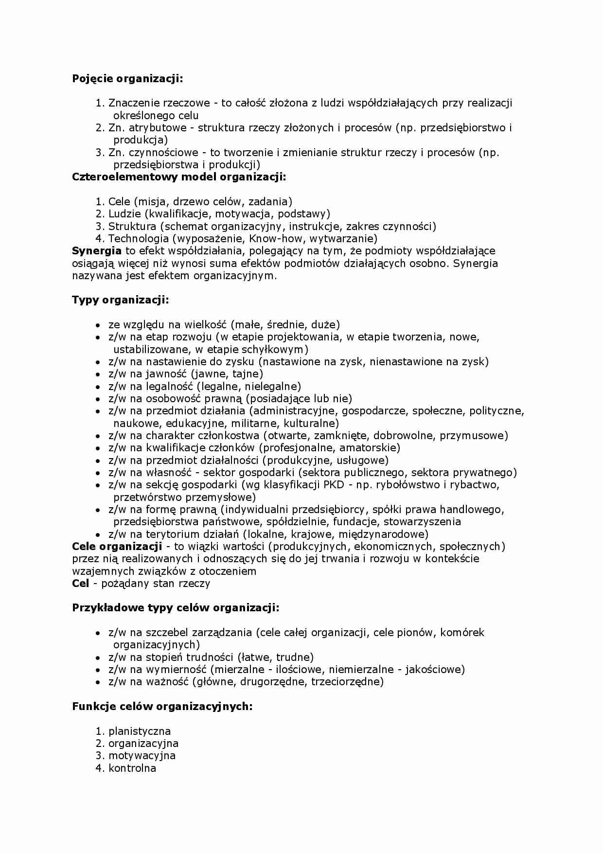 Pojęcie organizacji-opracowanie - strona 1