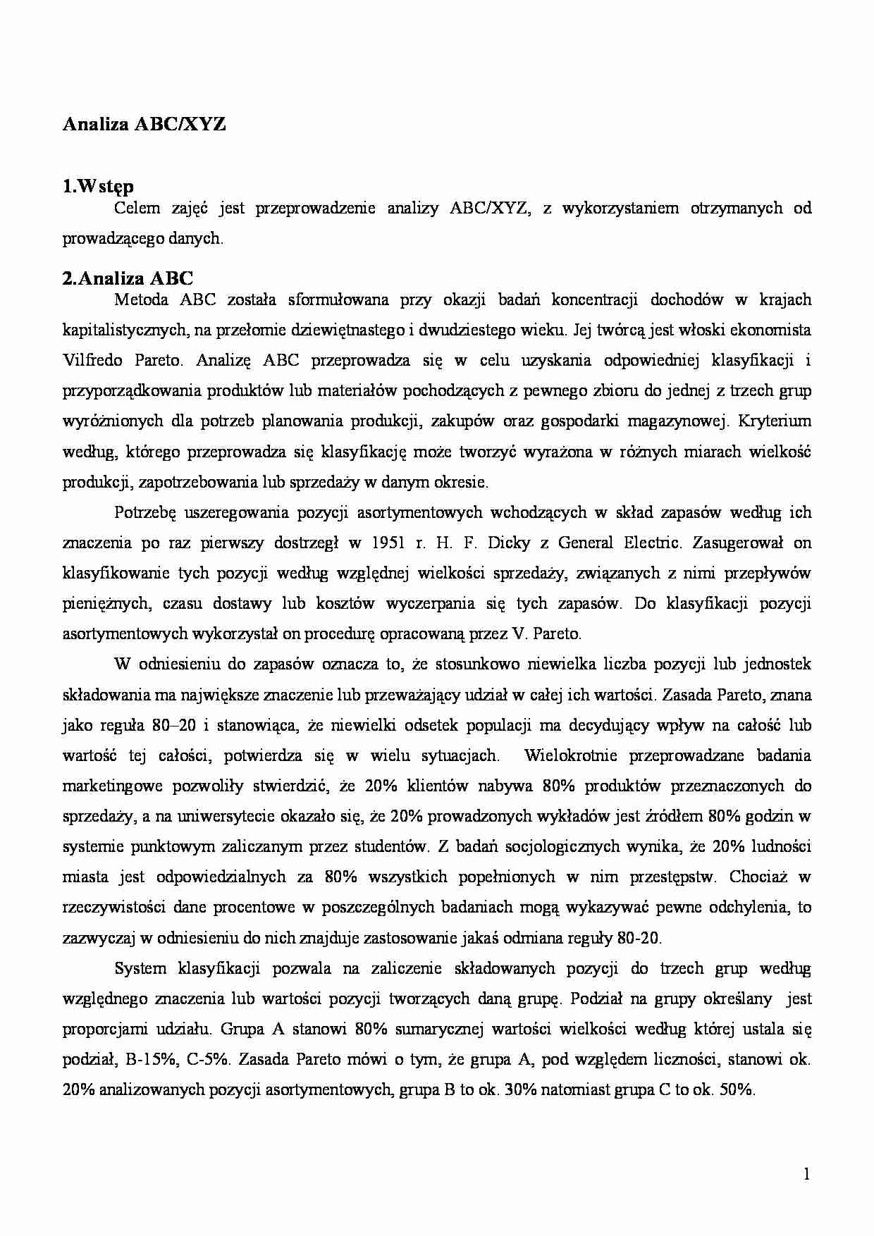Analiza abc/xyz-opracowanie - strona 1