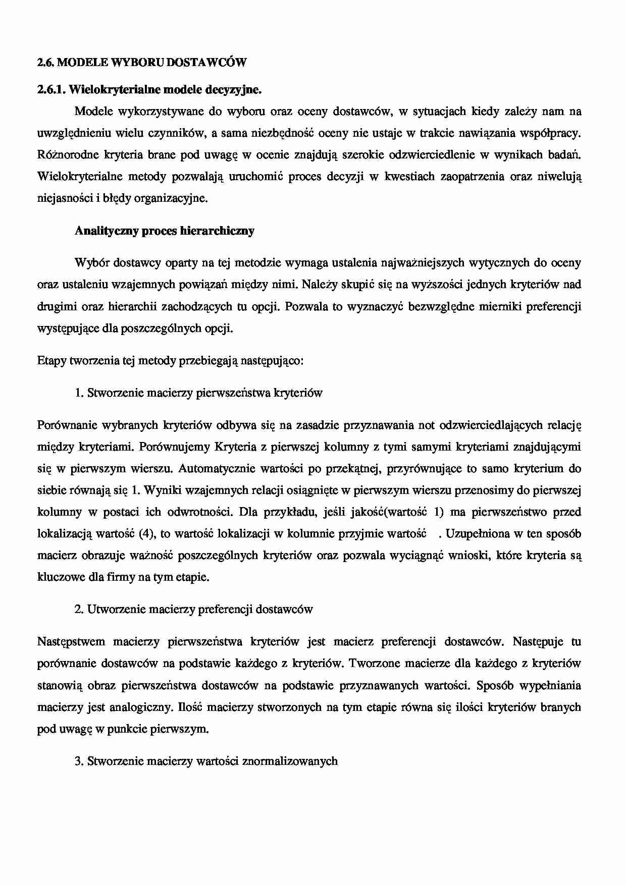 Modele wyboru dostawców-opracowanie - strona 1
