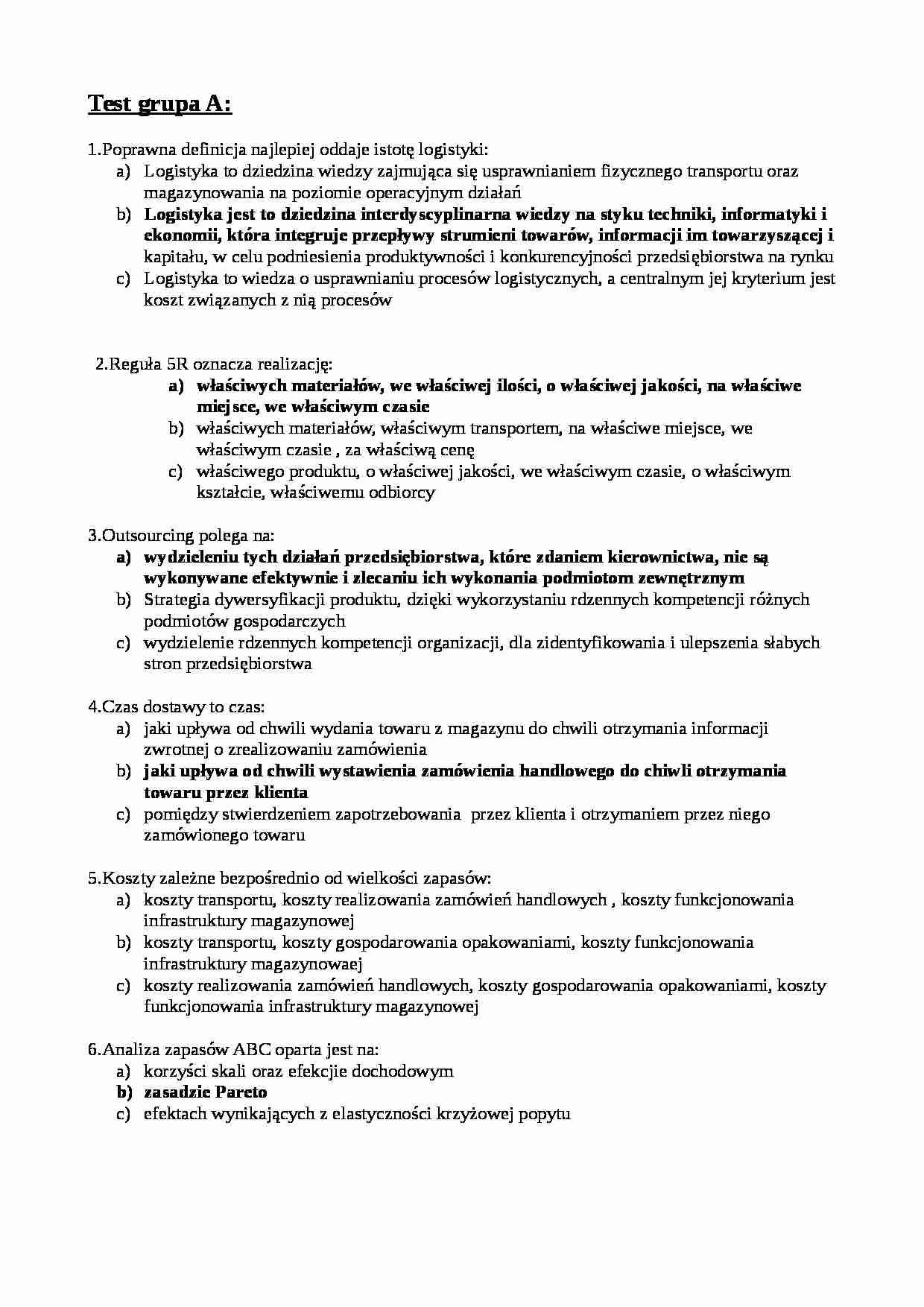 Podstawy logistyki-pytania i odpowiedzi - strona 1