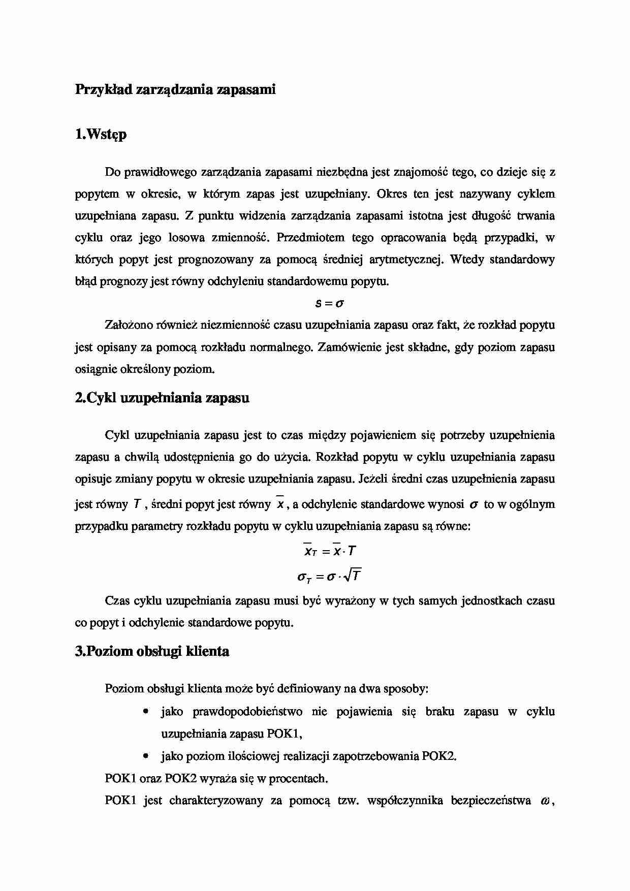 Przykład zarządzania zapasami -opracowanie - strona 1