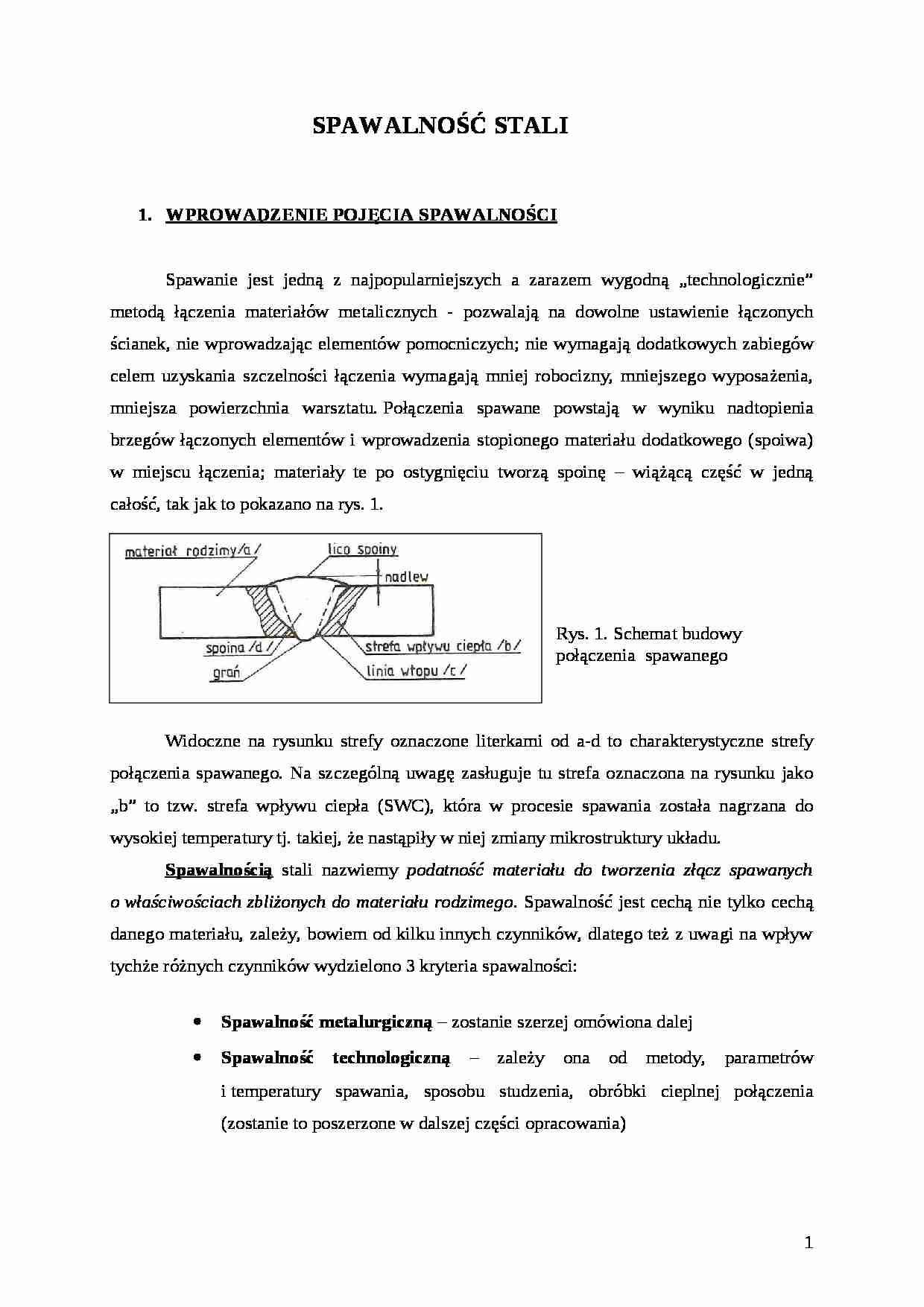 Spawalność stali-opracowanie - strona 1