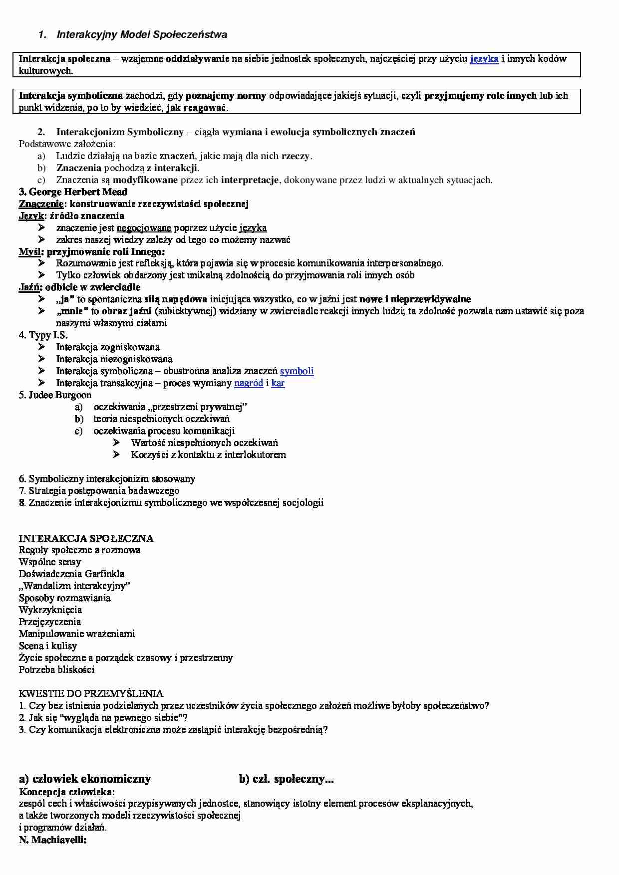 Interakcyjny model społeczeństwa-opracowanie - strona 1