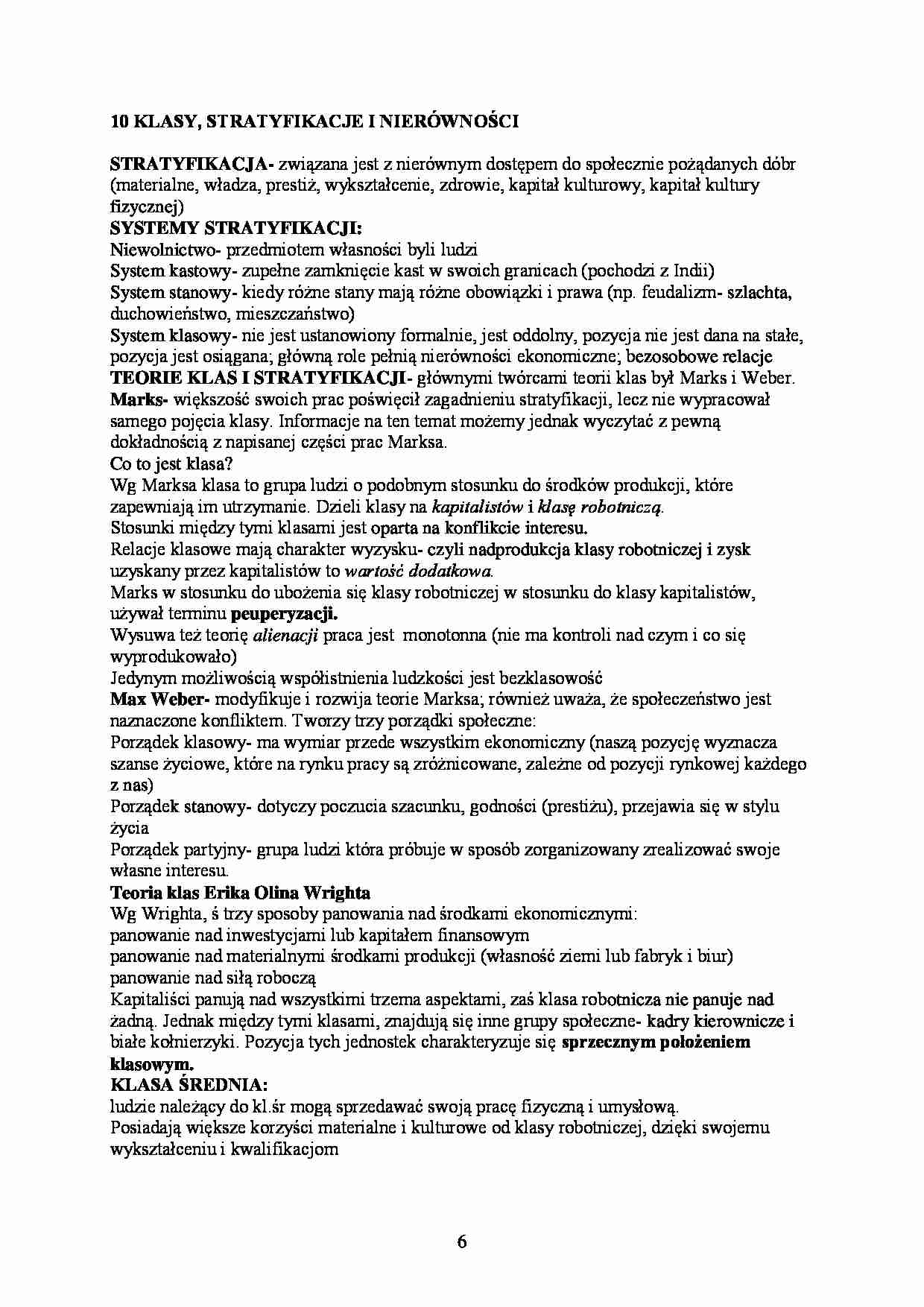 Klasy, stratyfikacje i nierówności-opracowanie - strona 1