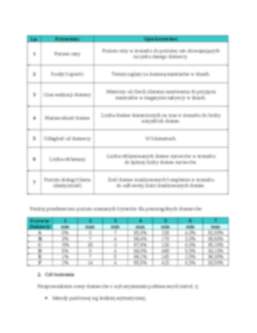 Ocena i wybór dostawcy-sprawozdanie - strona 2