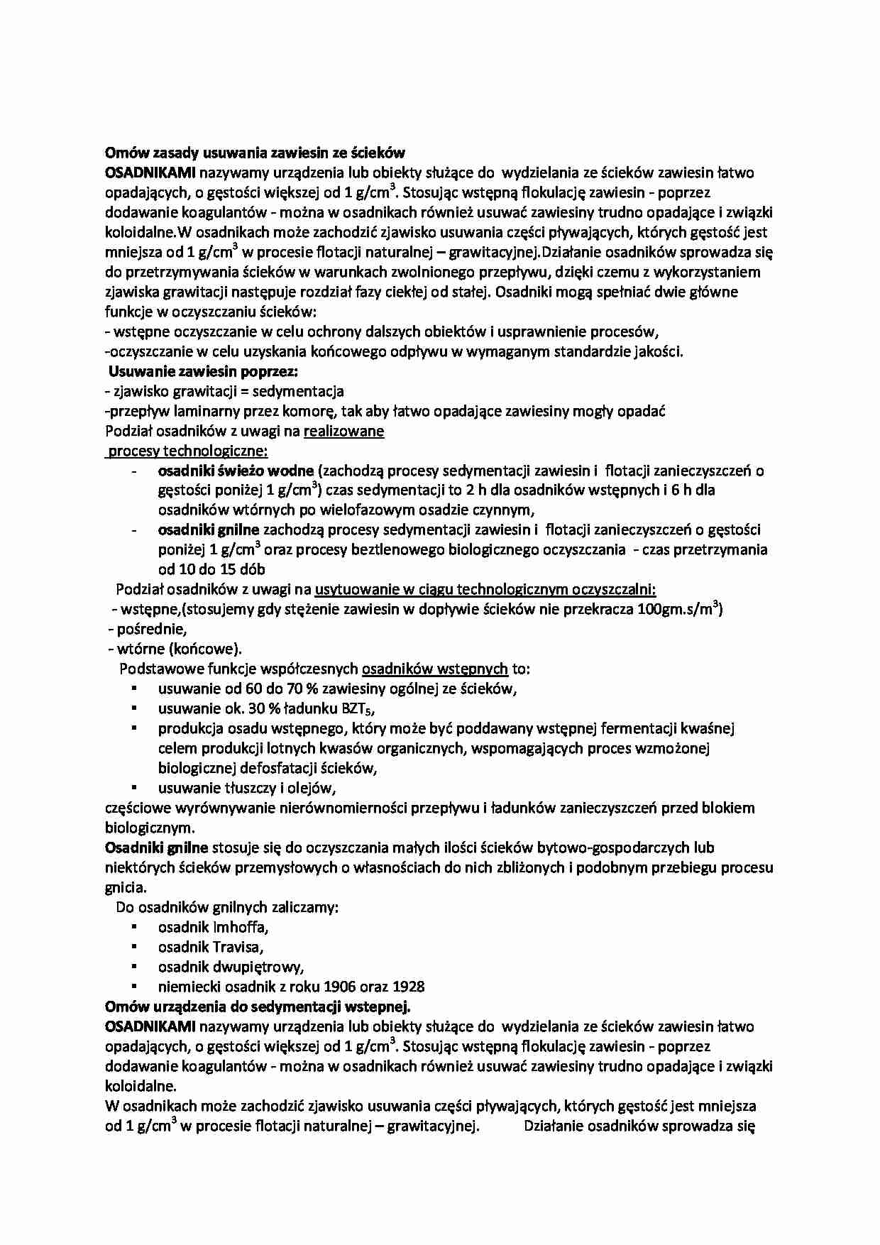 Zasady usuwania zawiesin ze ścieków-opracowanie - strona 1