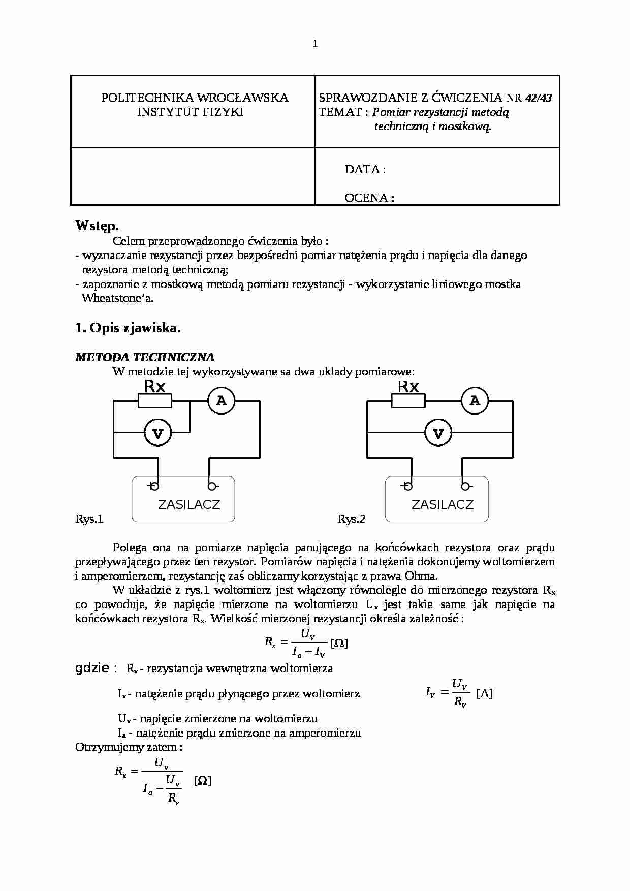 Pomiar rezystancji metod-opracowanie - strona 1