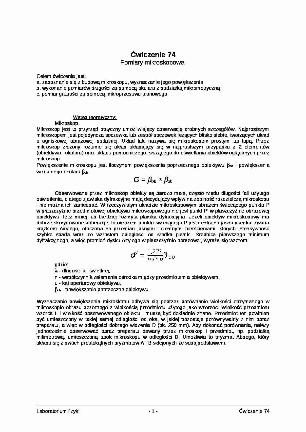 Pomiary mikroskopowe-opracowanie - strona 1
