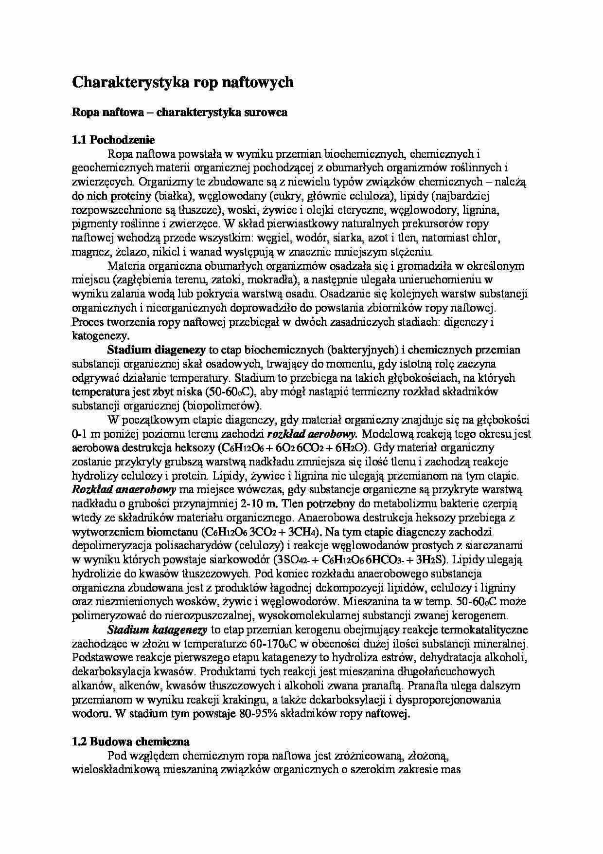 Charakterystyka rop naftowych-opracowanie - strona 1
