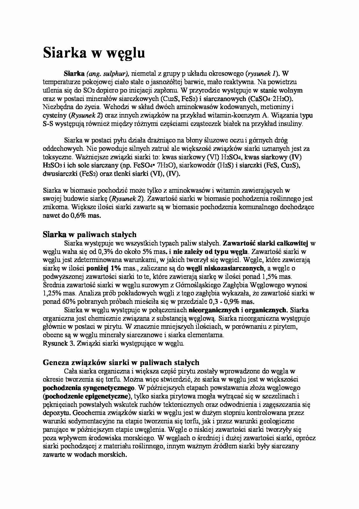 Siarka w węglu-opracowanie - strona 1