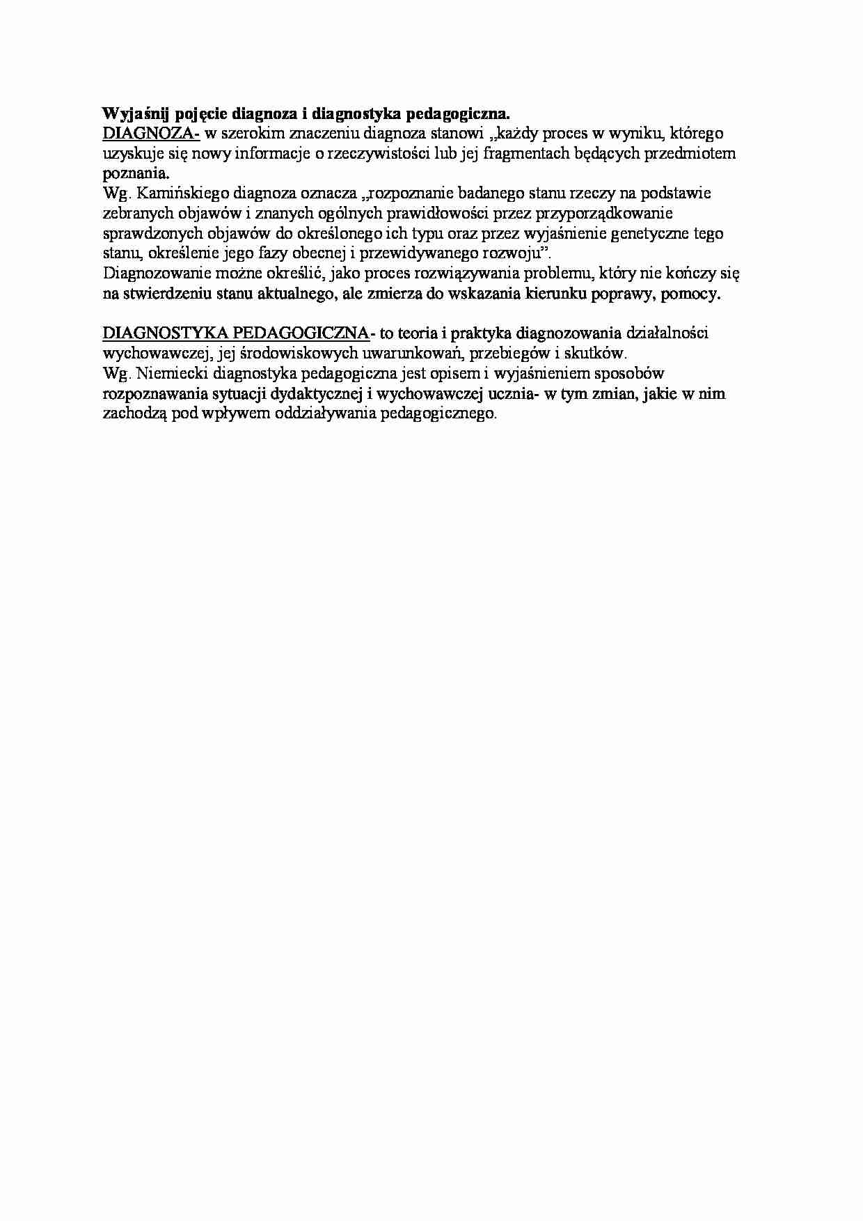 Diagnoza i diagnostyka pedagogiczna - strona 1
