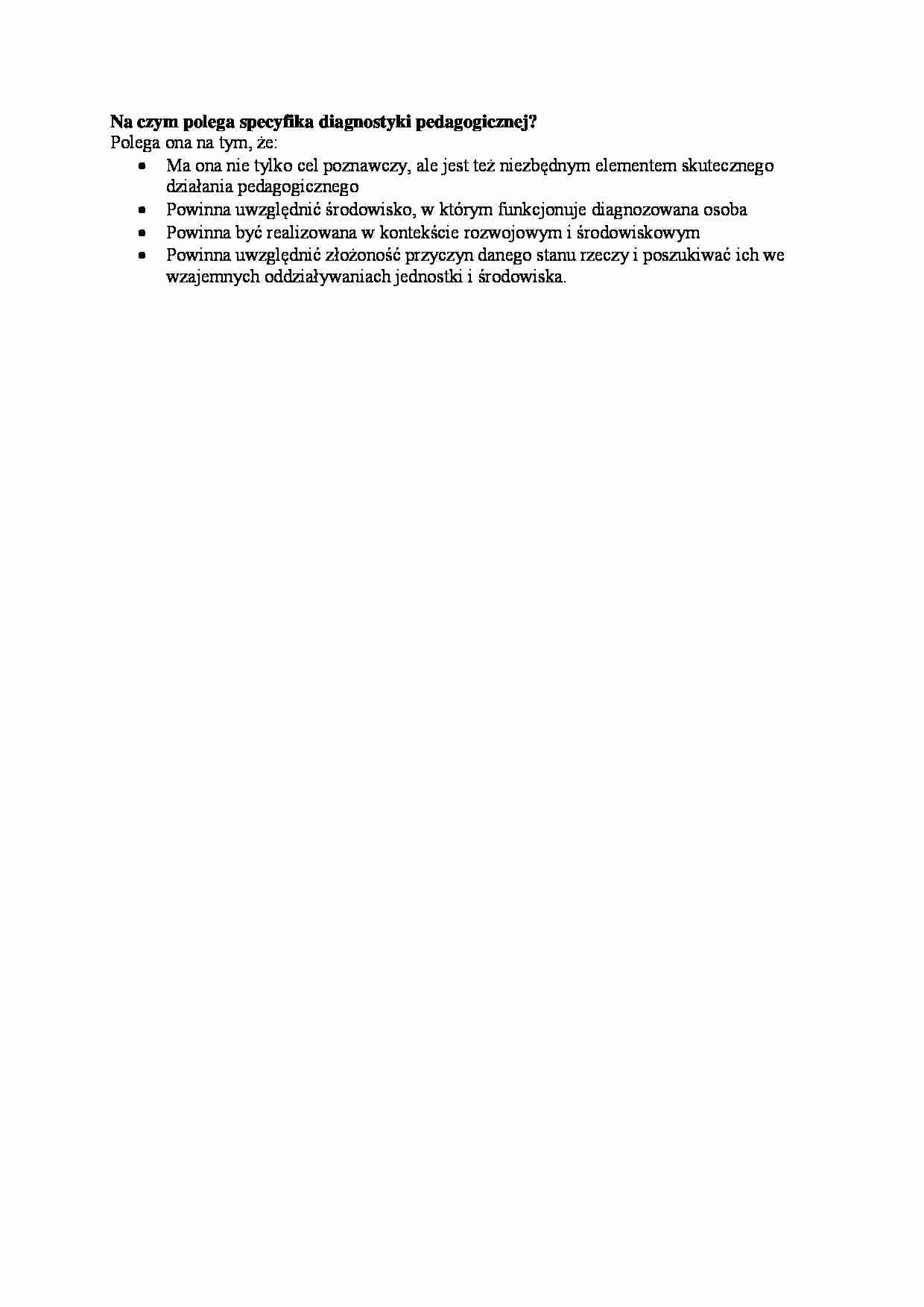 Specyfika diagnostyki pedagogicznej - strona 1
