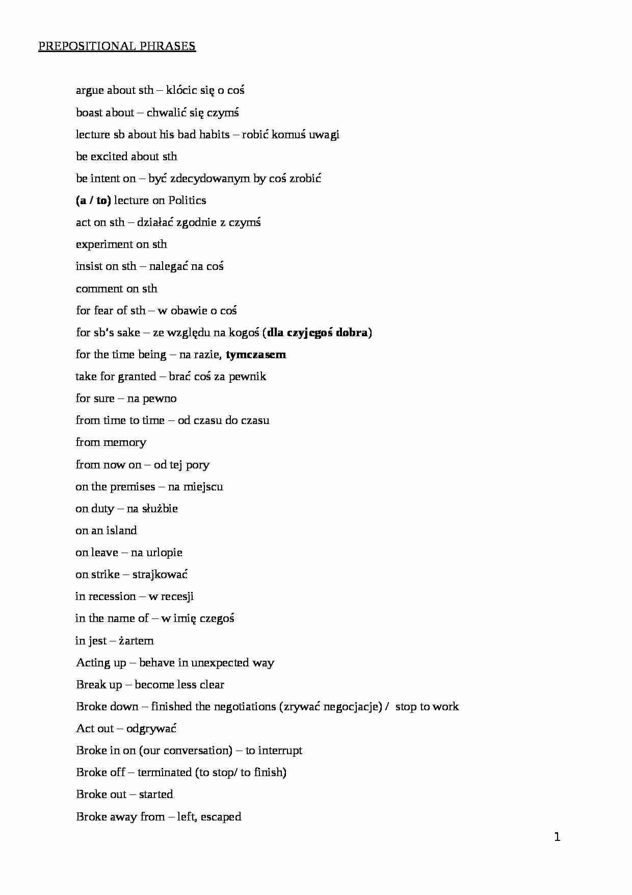 Prepositional phrases - strona 1