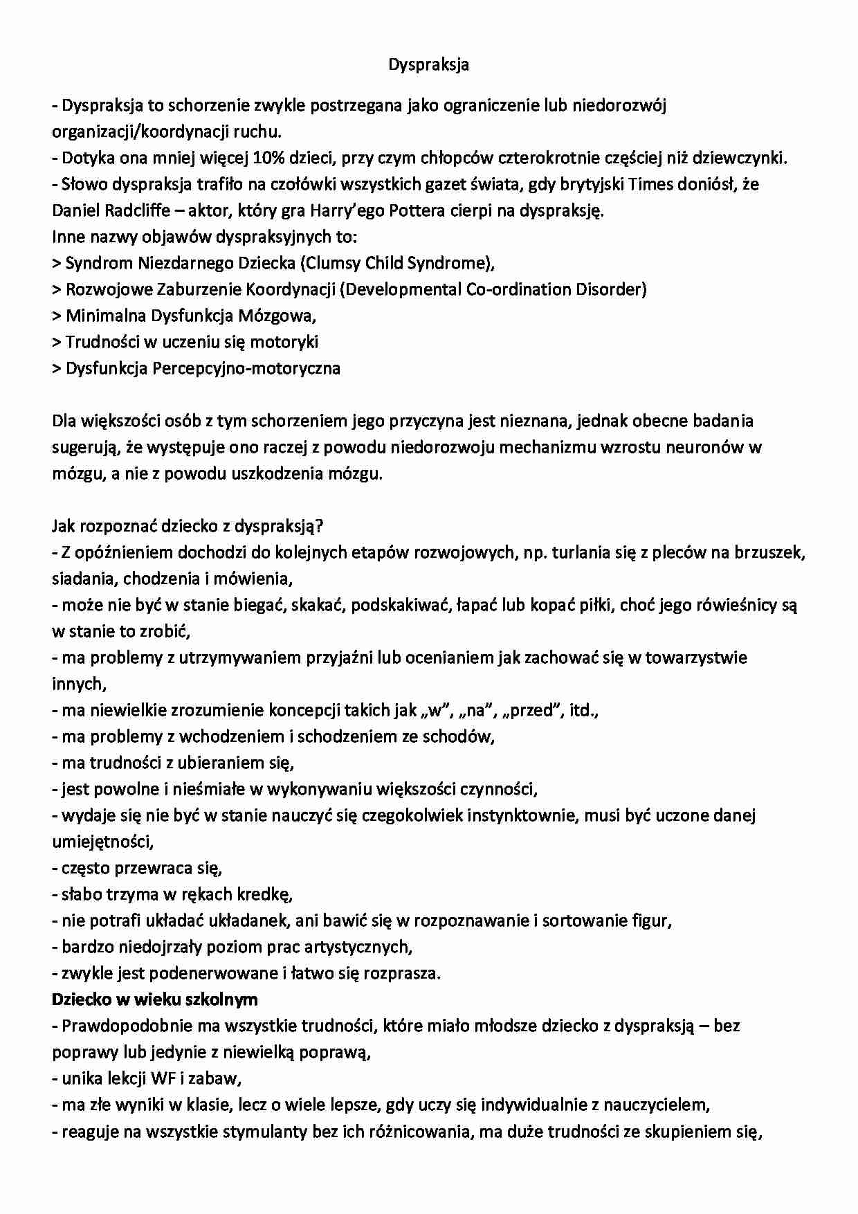 Dyspraksja - strona 1