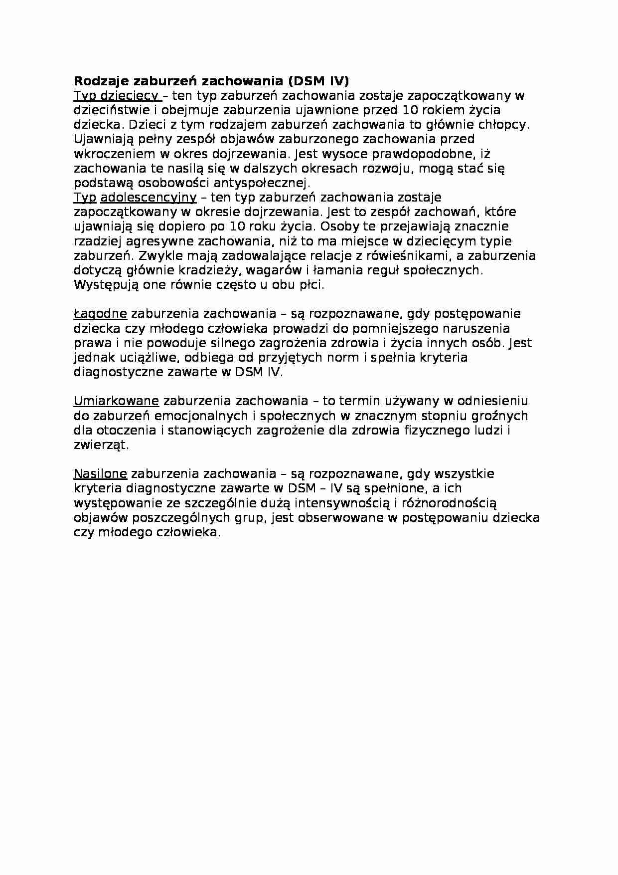 Rodzaje zaburzeń zachowania - strona 1