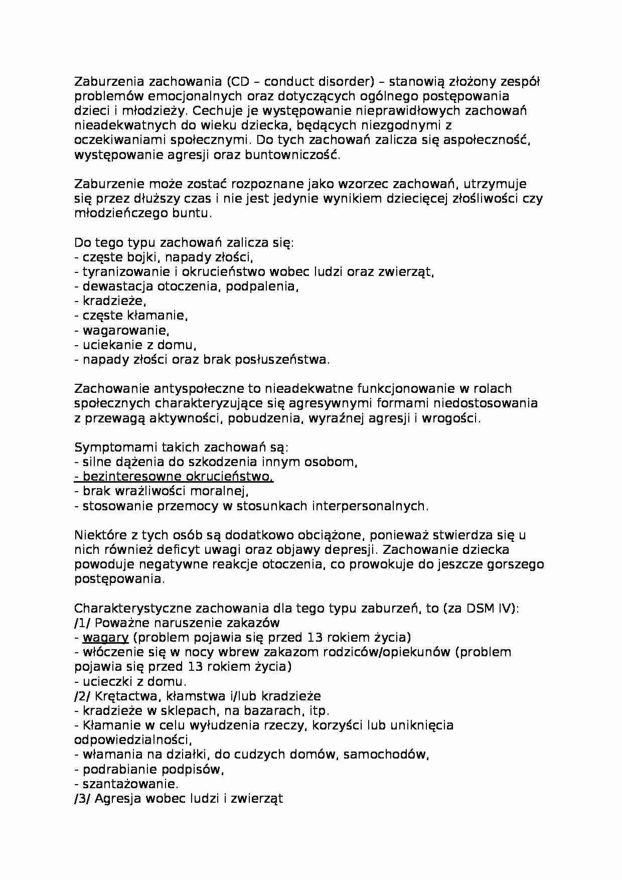 Zaburzenia zachowania - geneza - strona 1