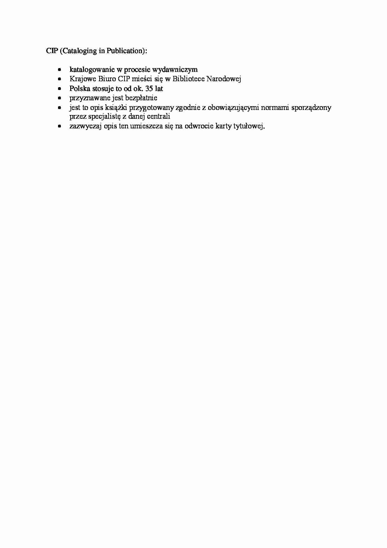 Bibliotece i informacji, CIP. - strona 1