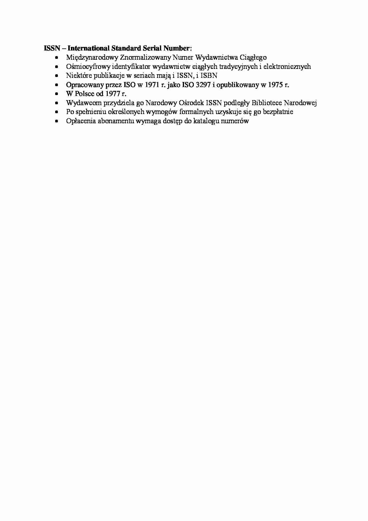 Bibliotece i informacji, ISSN. - strona 1