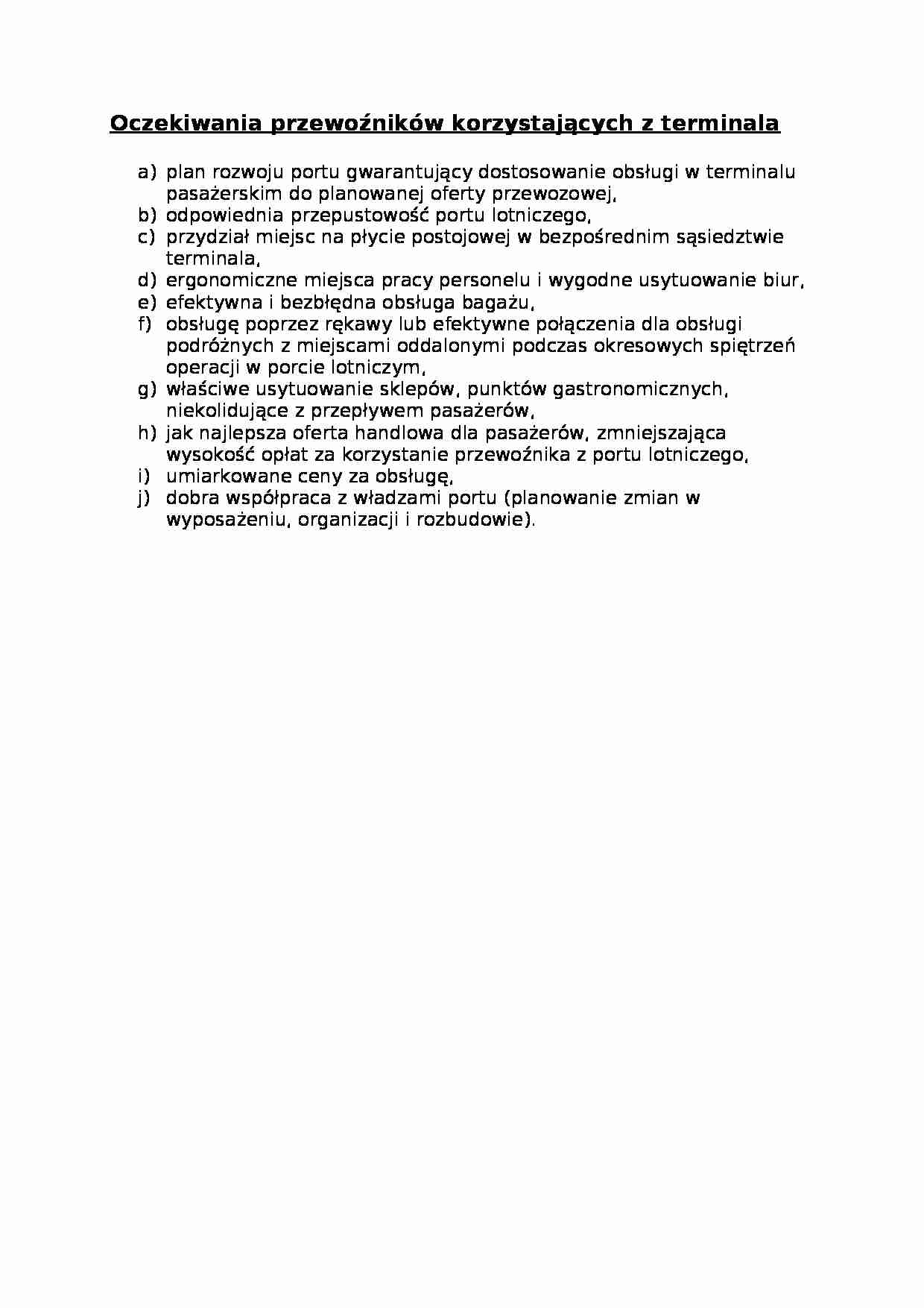 Oczekiwania przewoźników korzystających z terminala - wykład - strona 1