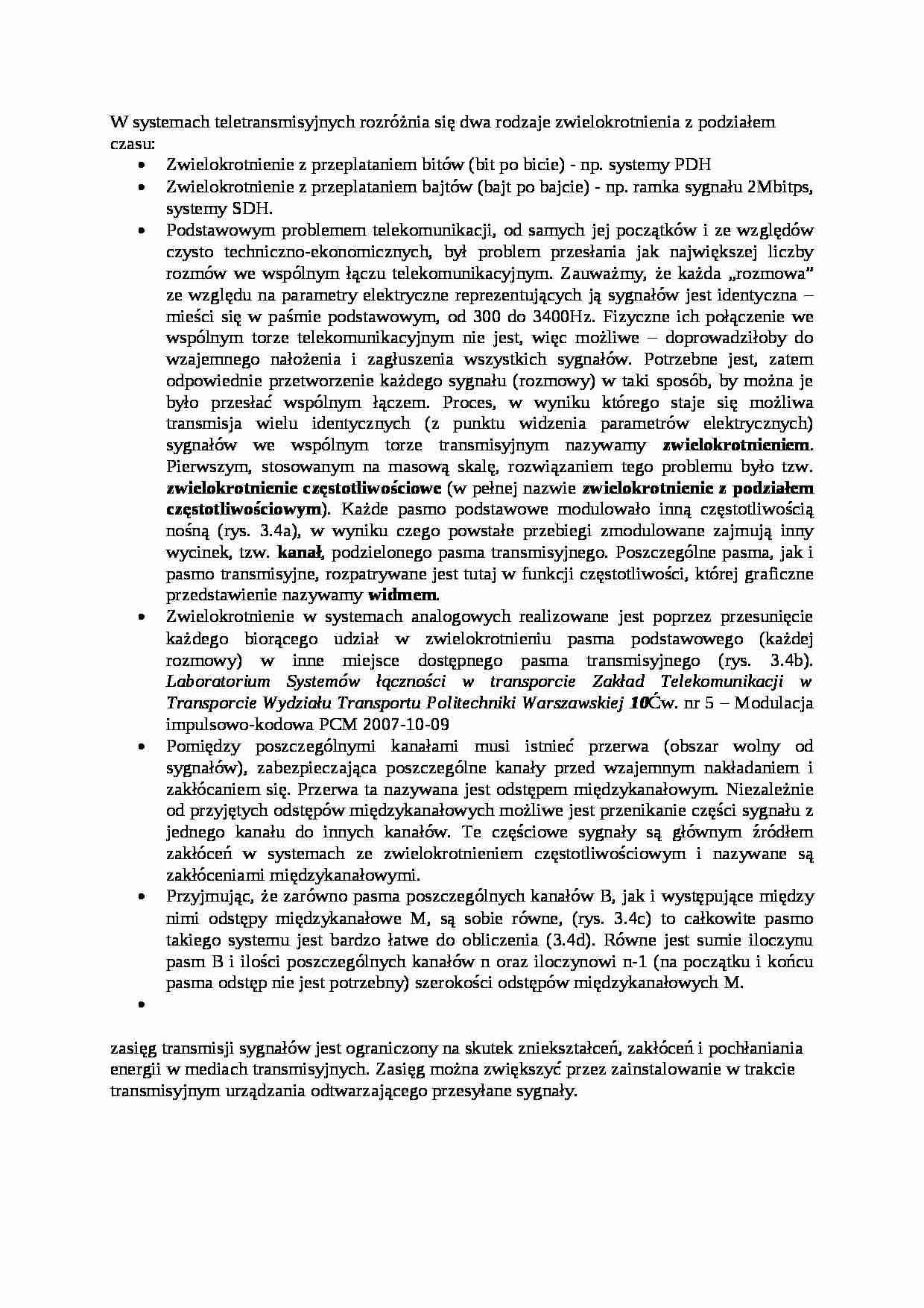 Wykład - systemy teletransmisyjne - strona 1