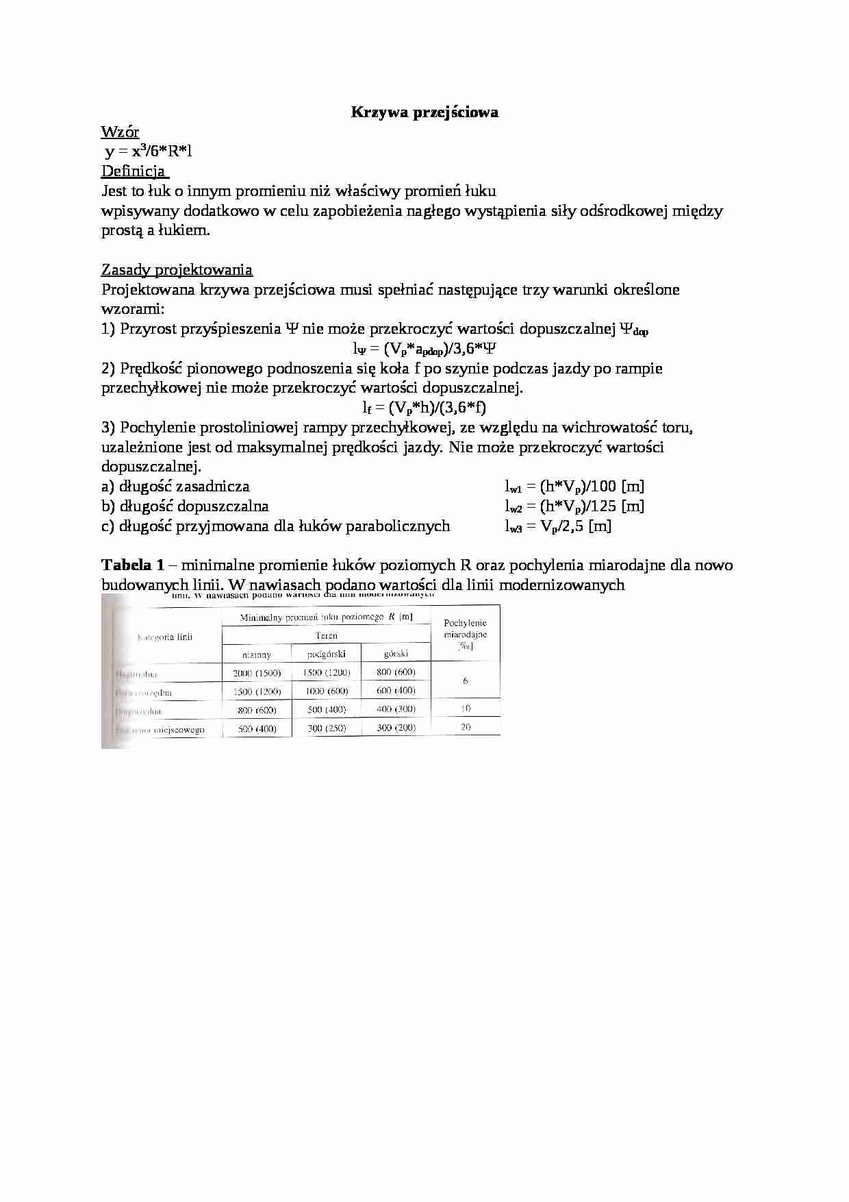 Krzywa przejściowa - wykład - strona 1