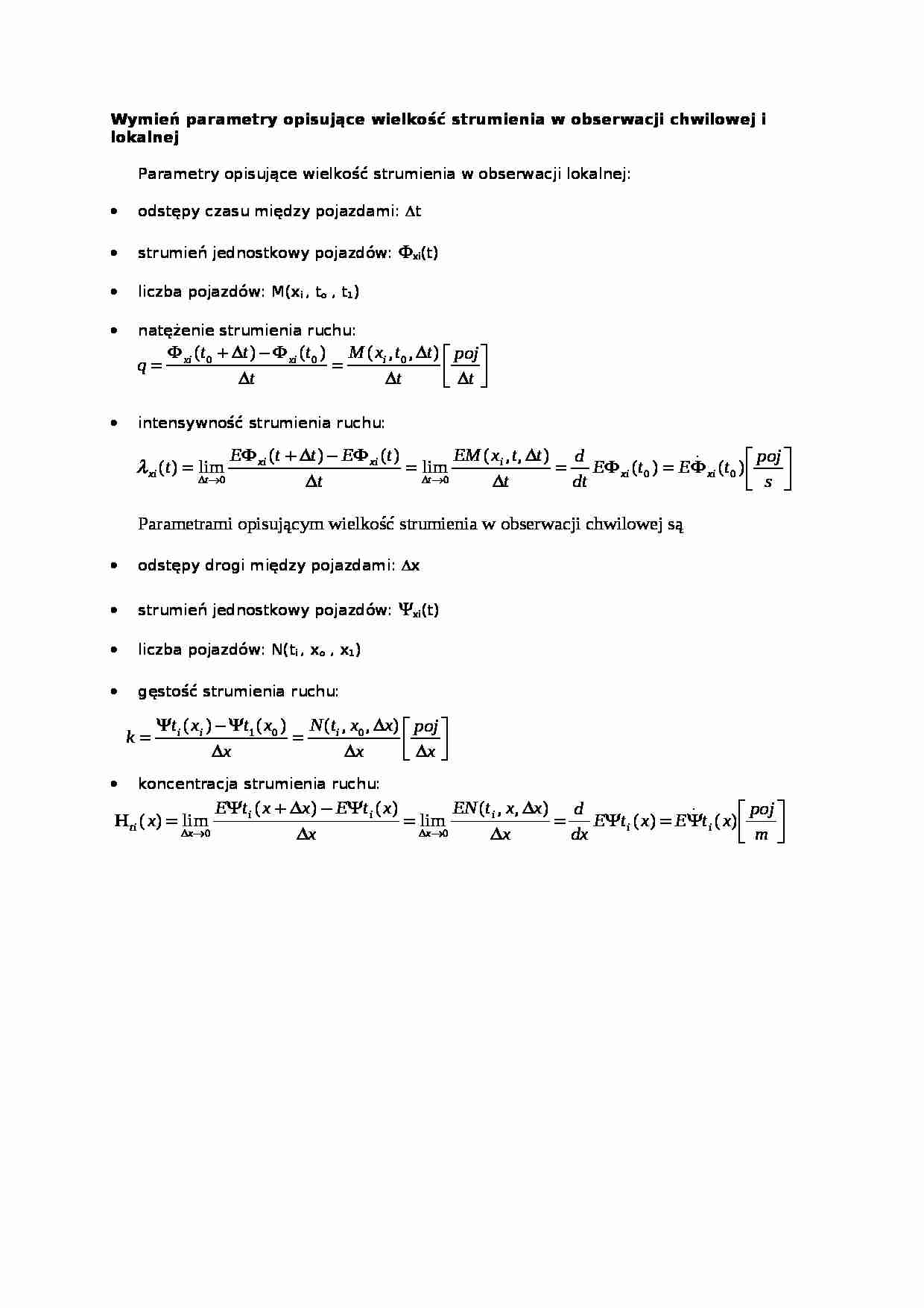 Wykład - parametry opisujące wielkość strumienia w obserwacji chwilowej i lokalnej - strona 1