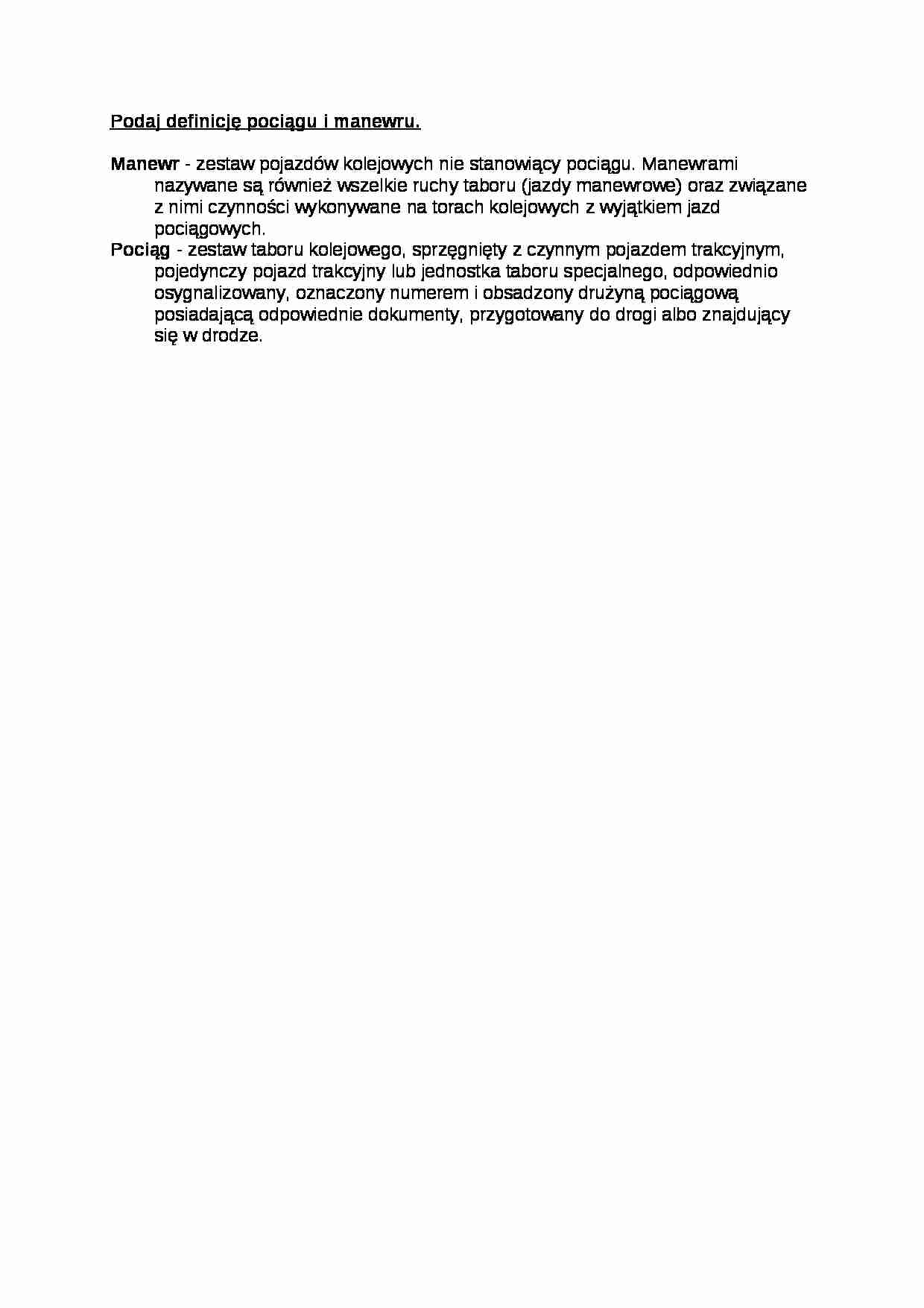 Definicja pociągu i manewru - wykład - strona 1