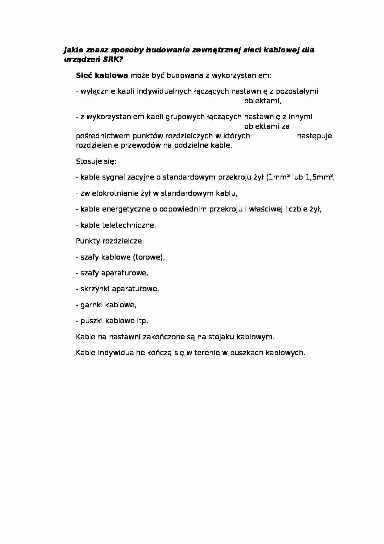 Wykład - sposoby budowania zewnętrznej sieci kablowej dla urządzeń SRK - strona 1