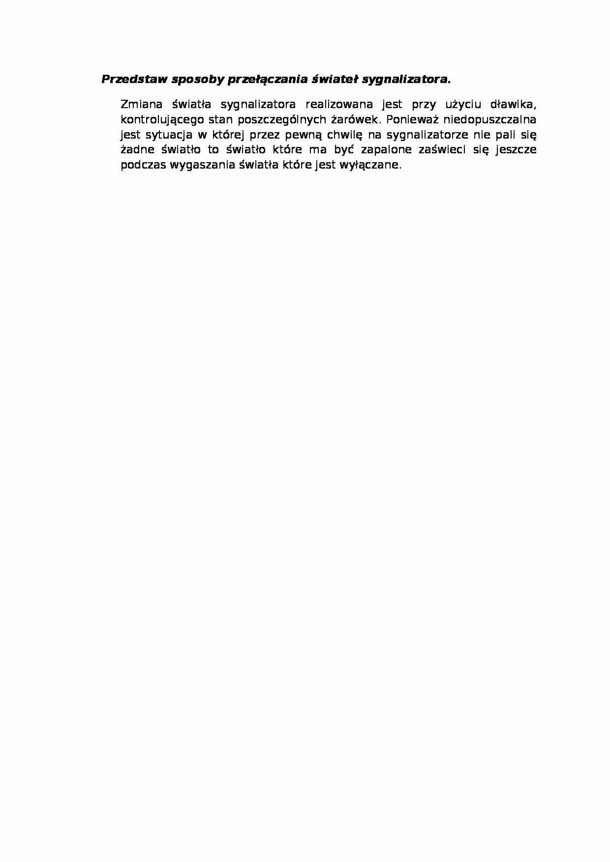 Wykład - sposoby przełączania świateł sygnalizatora - strona 1