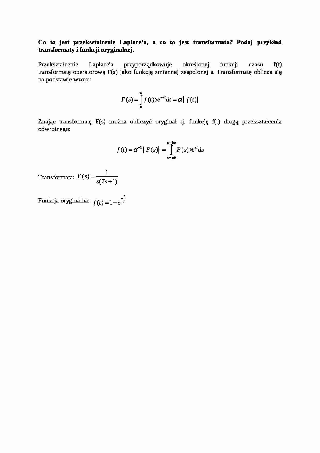Wykład - przekształcenie Laplace - strona 1