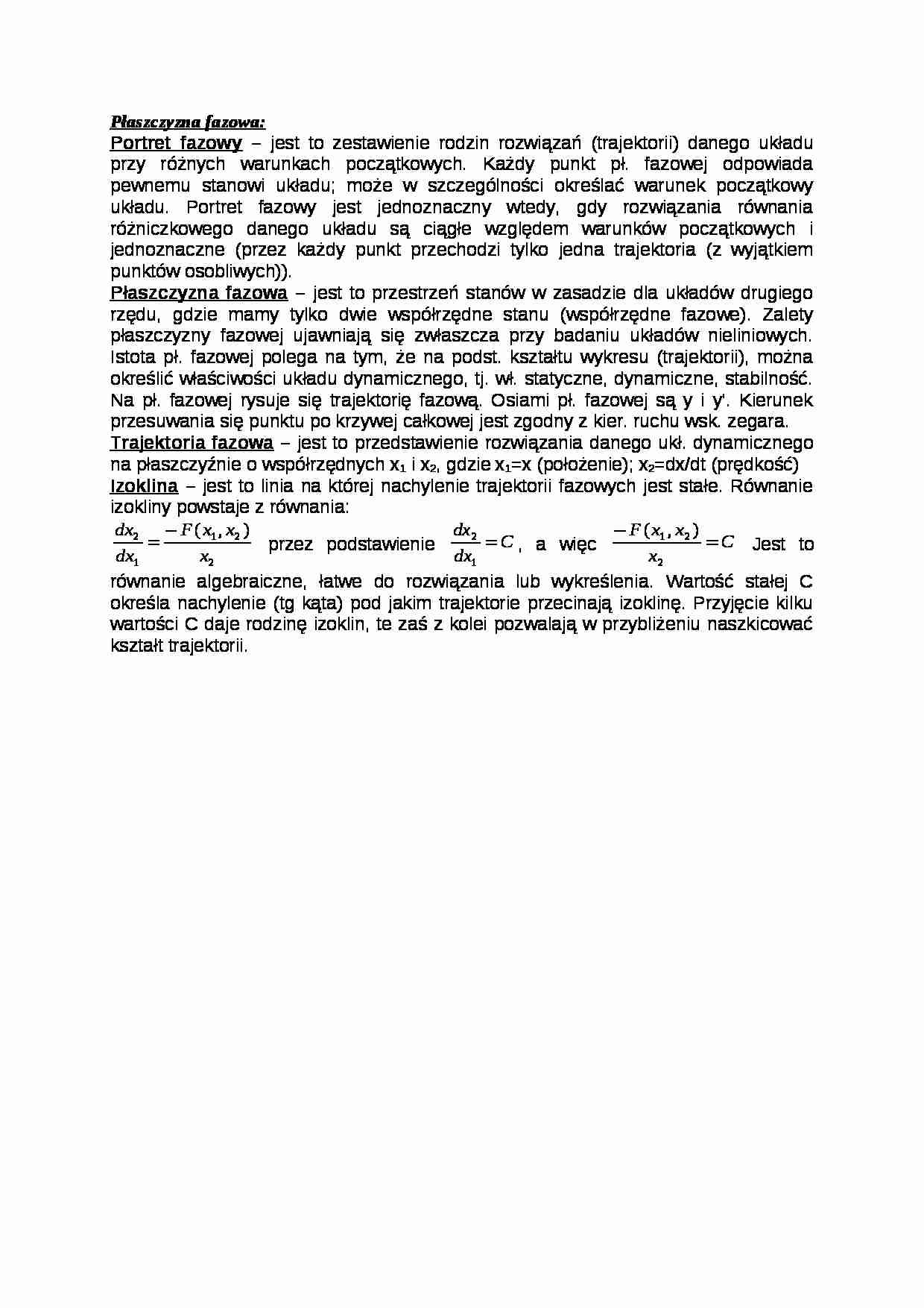 Płaszczyzna fazowa - wykład - strona 1
