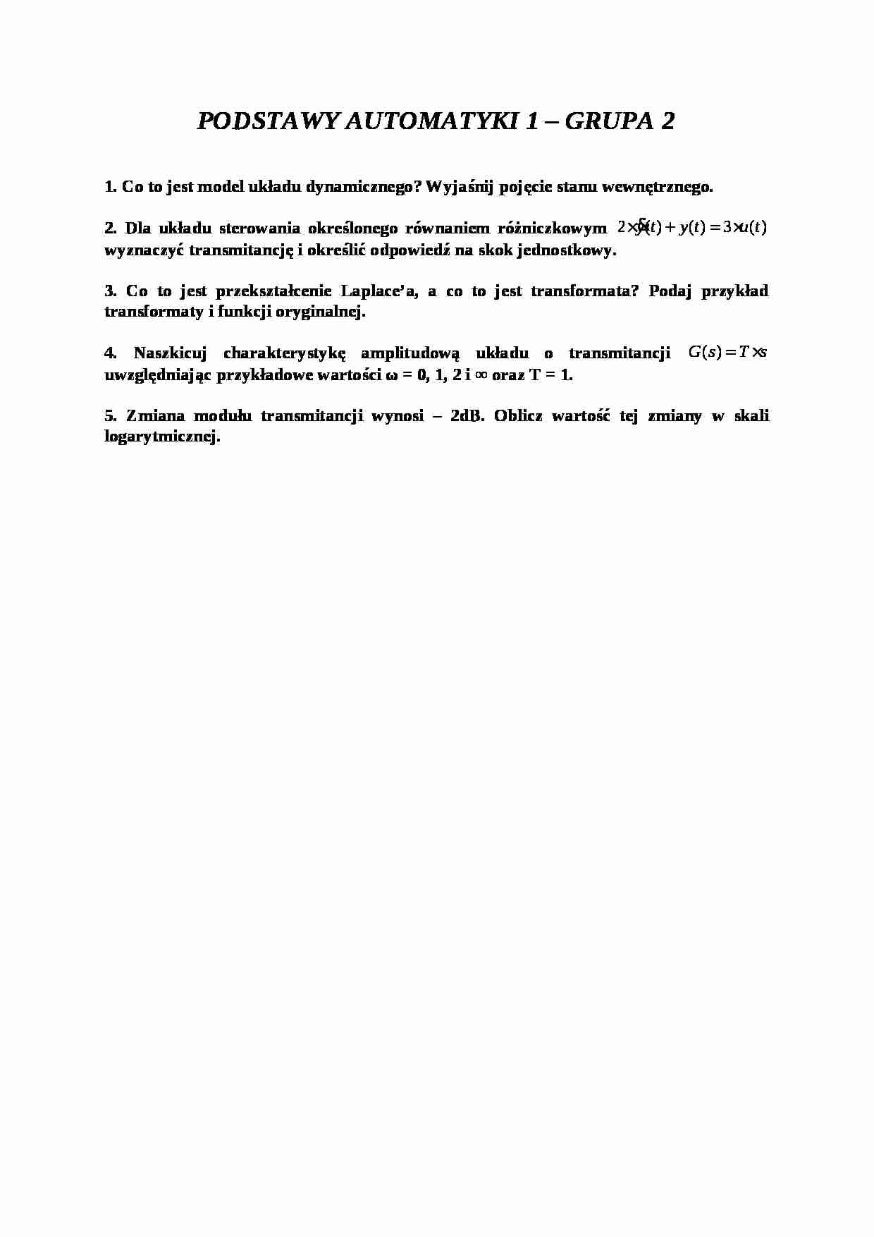 Podstawy automatyki - kolokwium - Skala logarytmiczna - strona 1
