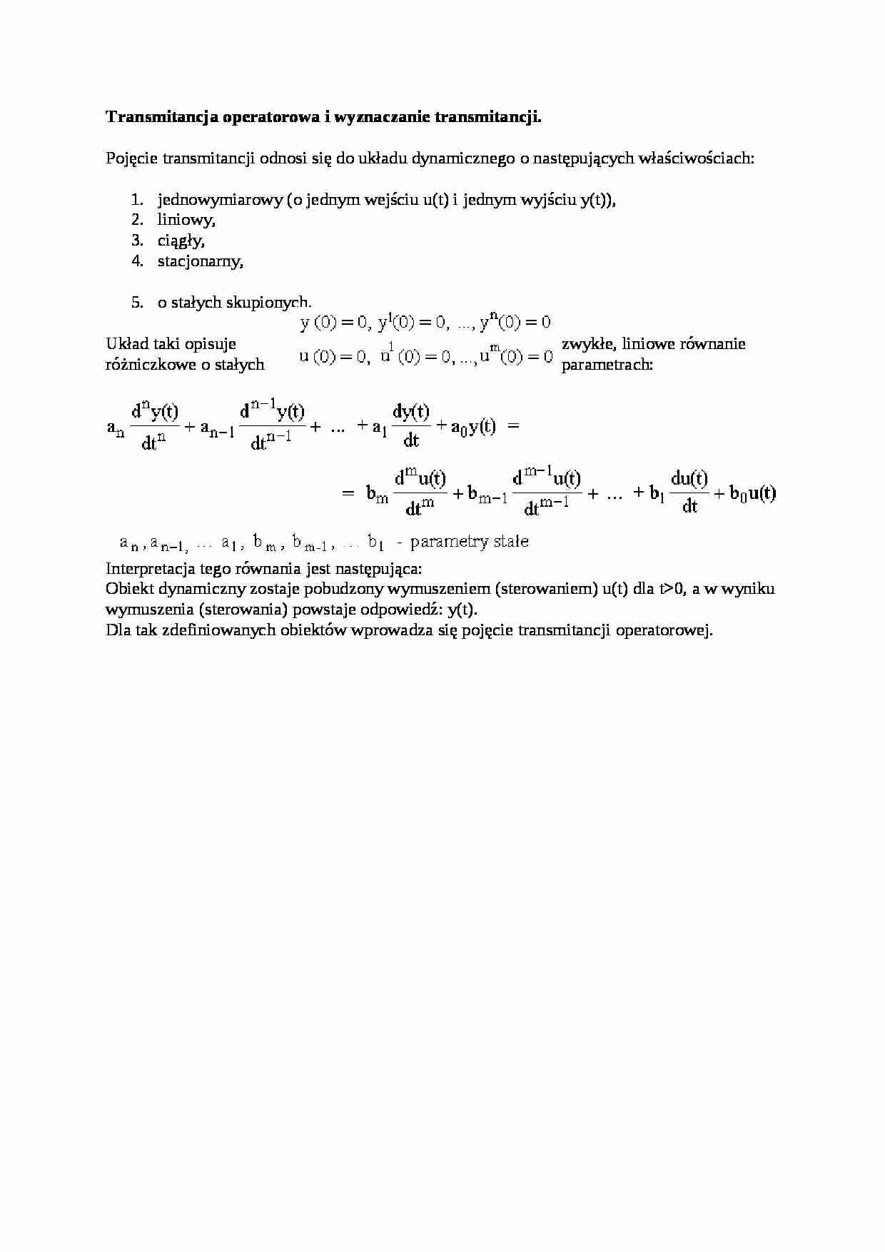 Transmitancja operatorowa - wykład - strona 1