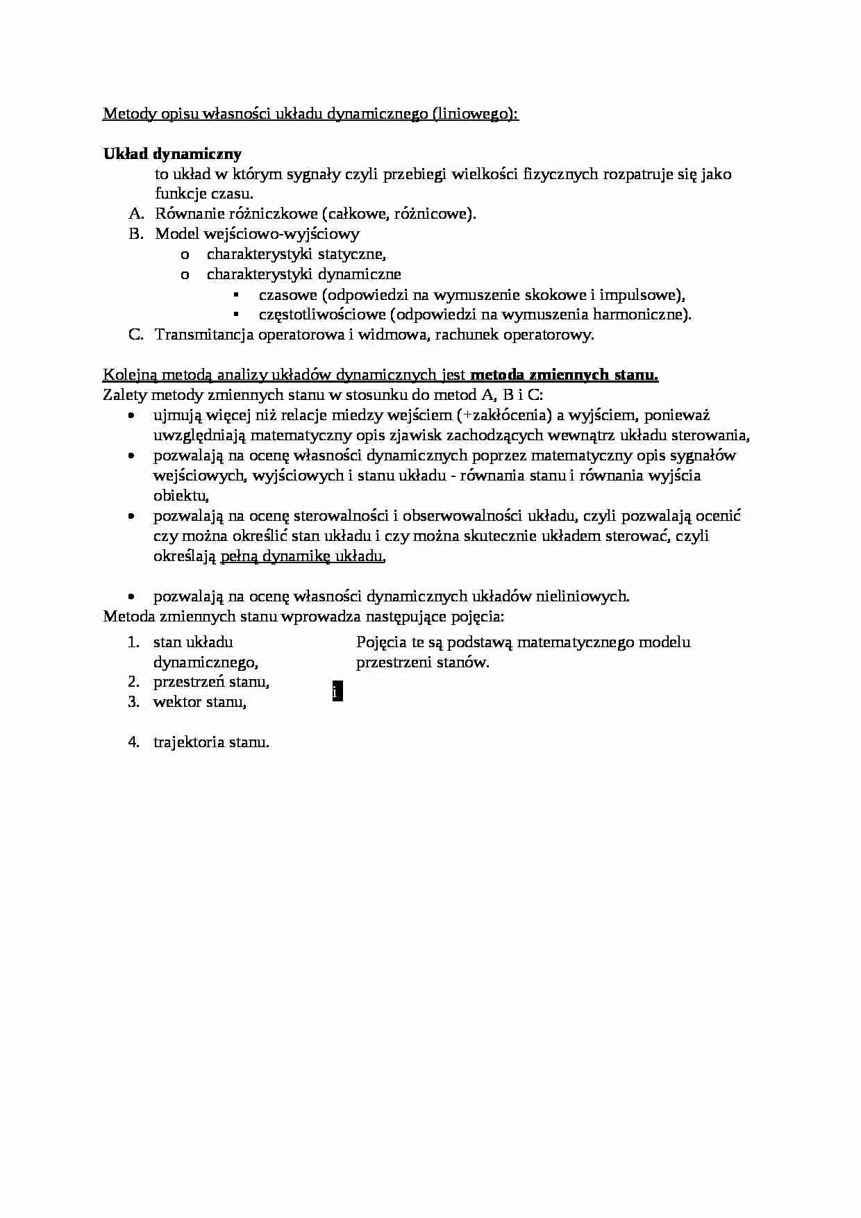 Wprowadzenie układu dynamicznego - wykład - strona 1