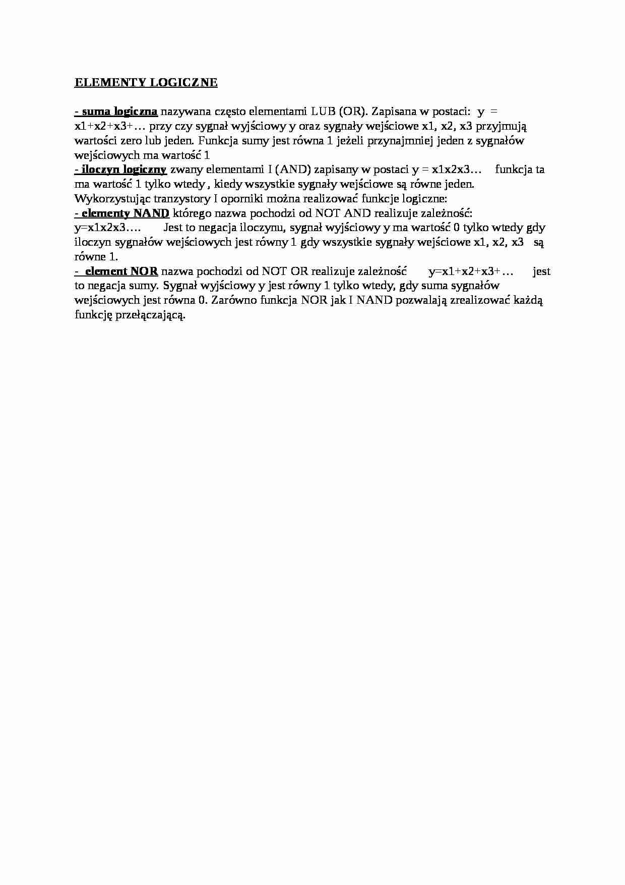Elementy logiczne - wykład - strona 1