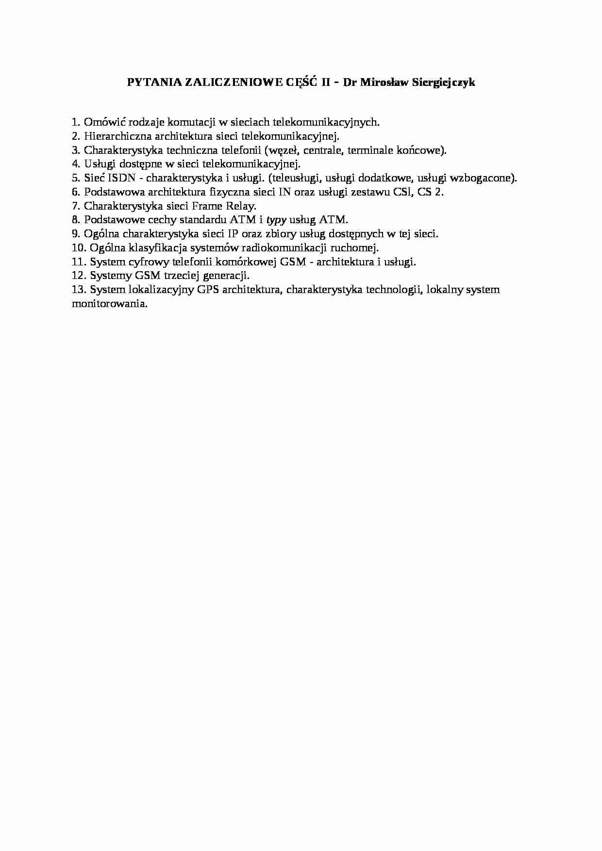 Systemy łączności w transporcie - egzamin - strona 1