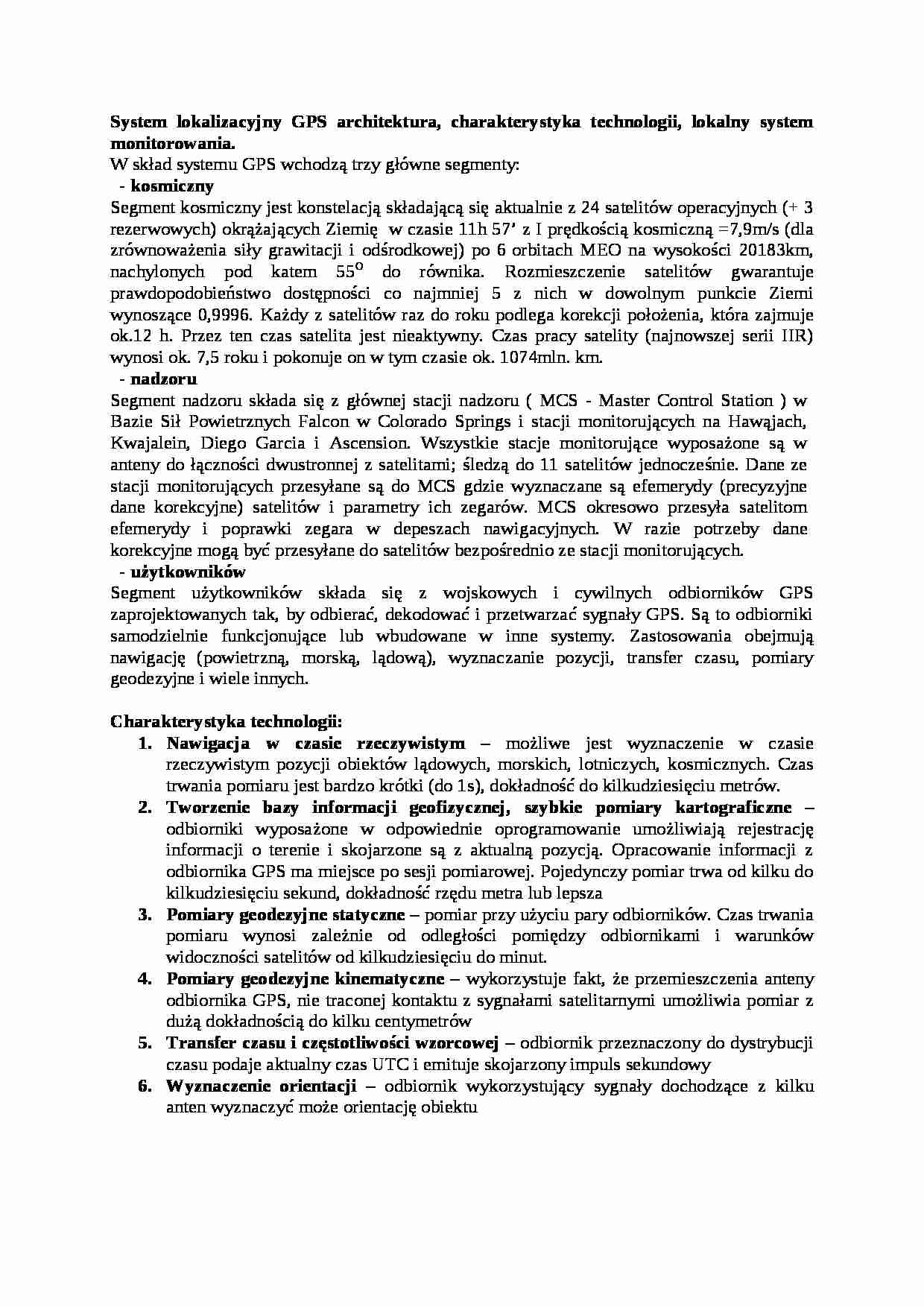 System lokalizacyjny GPS architektura - wykład - strona 1