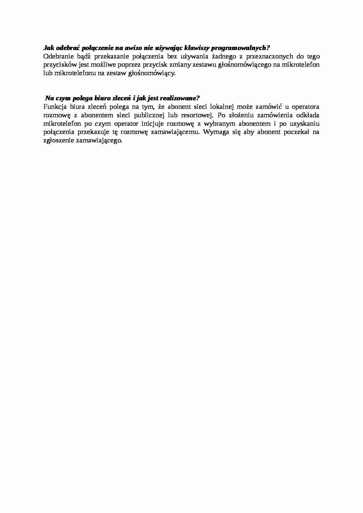 Połączenia na awizo - wykład - strona 1