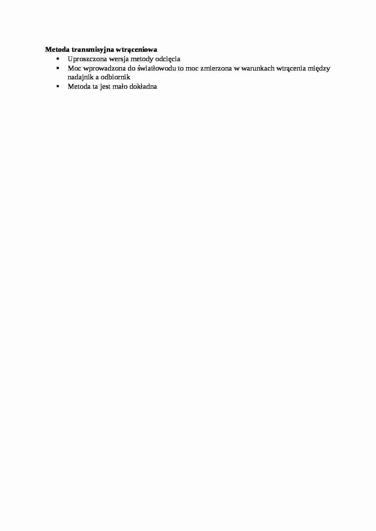 Metoda transmisyjna wtrąceniowa - wykład - strona 1