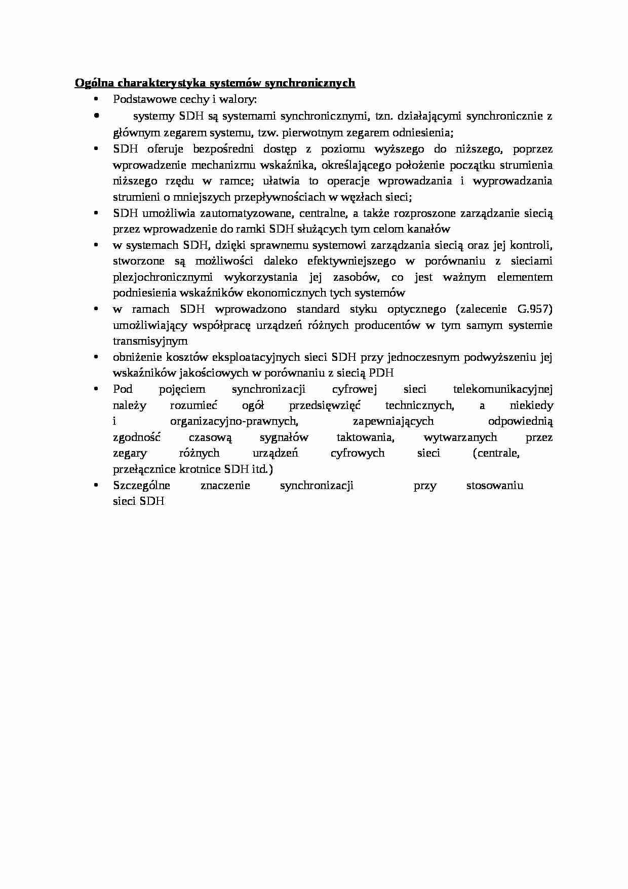 Ogólna charakterystyka systemów synchronicznych - wykład - strona 1