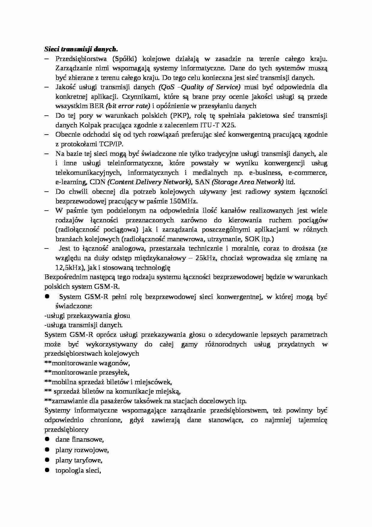 Sieci transmisji danych - wykład - strona 1