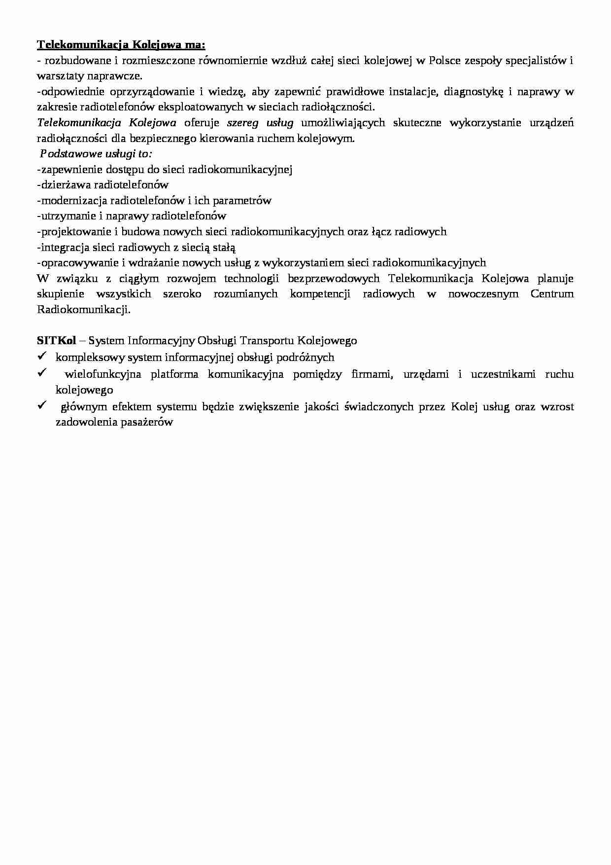 Telekomunikacja Kolejowa - wykład - strona 1