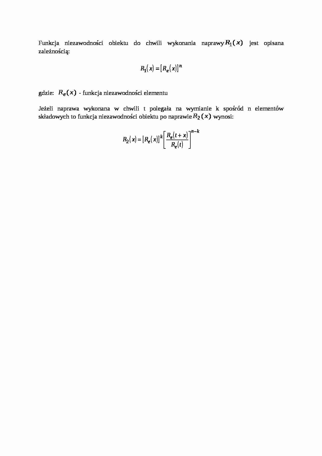 Funkcja niezawodności obiektu - wykład - strona 1