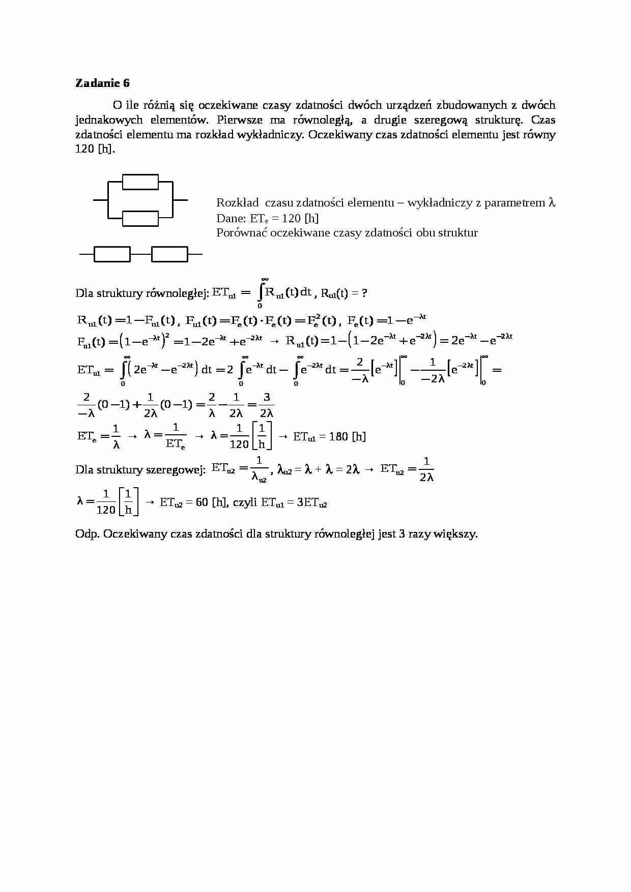 Podstawy eksploatacji technicznej - ćwiczenia - Rozkład wykładniczy - strona 1